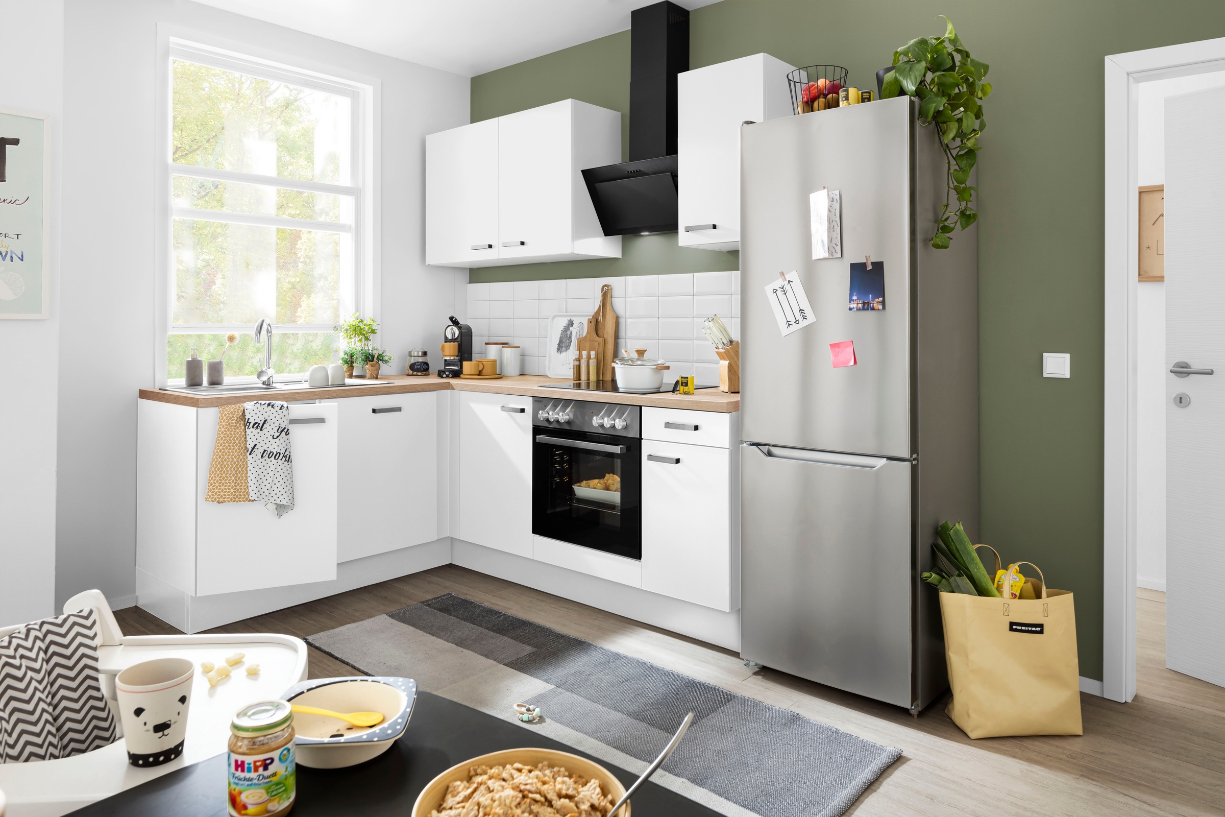 OPTIFIT Winkelküche "Parma" mit E-Geräten, Stellbreite 215x175 cm günstig online kaufen