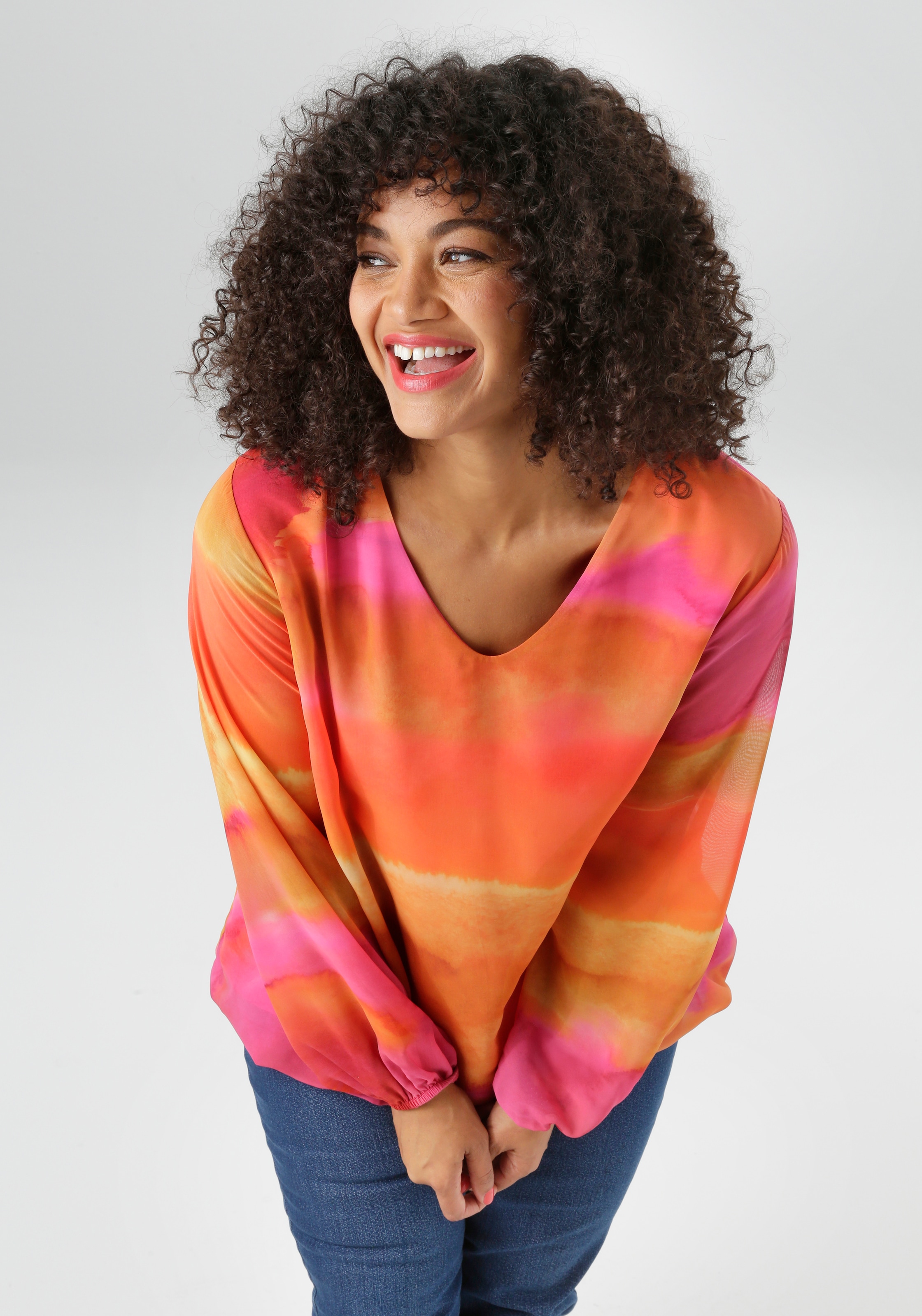 Aniston PLUS Schlupfbluse tiefer V-Ausschnitt günstig online kaufen