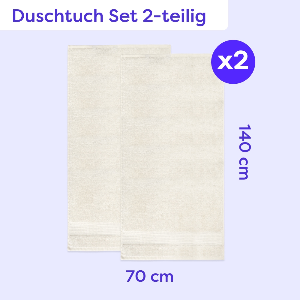 Wolkenfeld Duschtücher »Premium Low-Twist Baumwolle 550 g/m² – 2 große Duschtücher« 70×140 cm – weich, saugfähig und ideal für Bad & Wellness