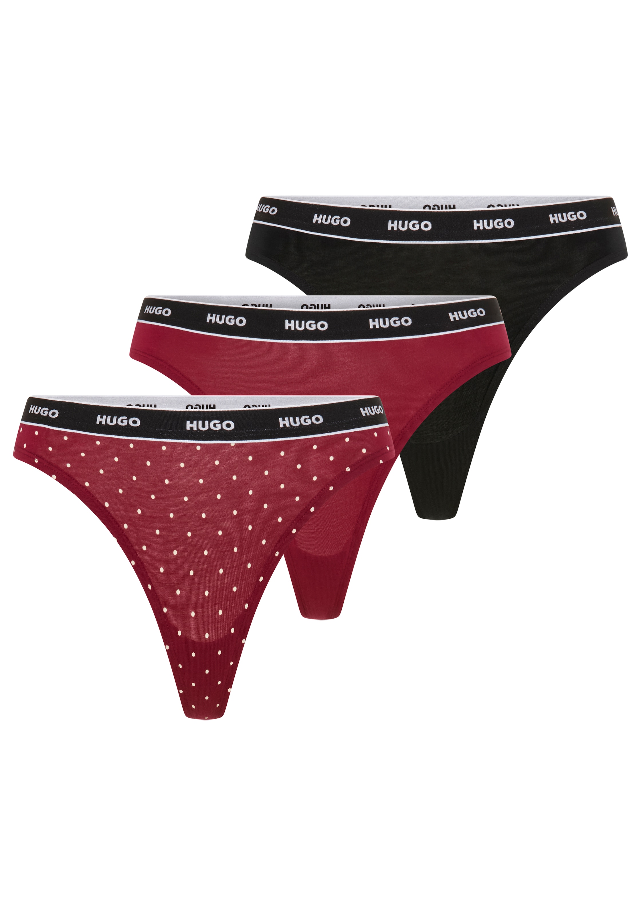 HUGO Underwear String "TRIPLET THONG DESIGN" 3 Stk. wiederholendes Logo am Bund
