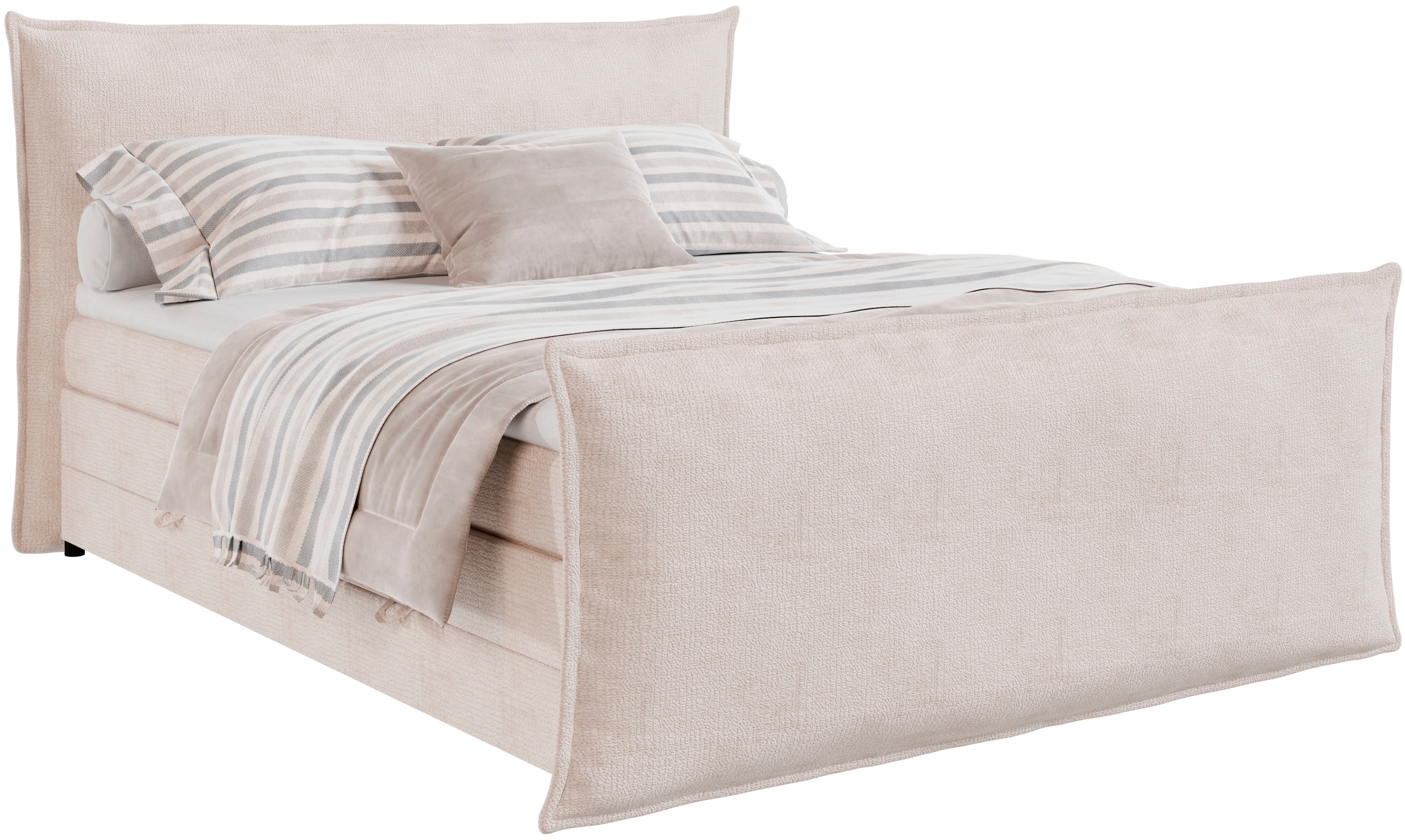 FORTE Boxspringbett "Harmonie inkl. Bettkasten und Topper, Kopf- und Fußteil in Kissenoptik" in den Breiten 140cm, 160cm und 180cm erhältlich