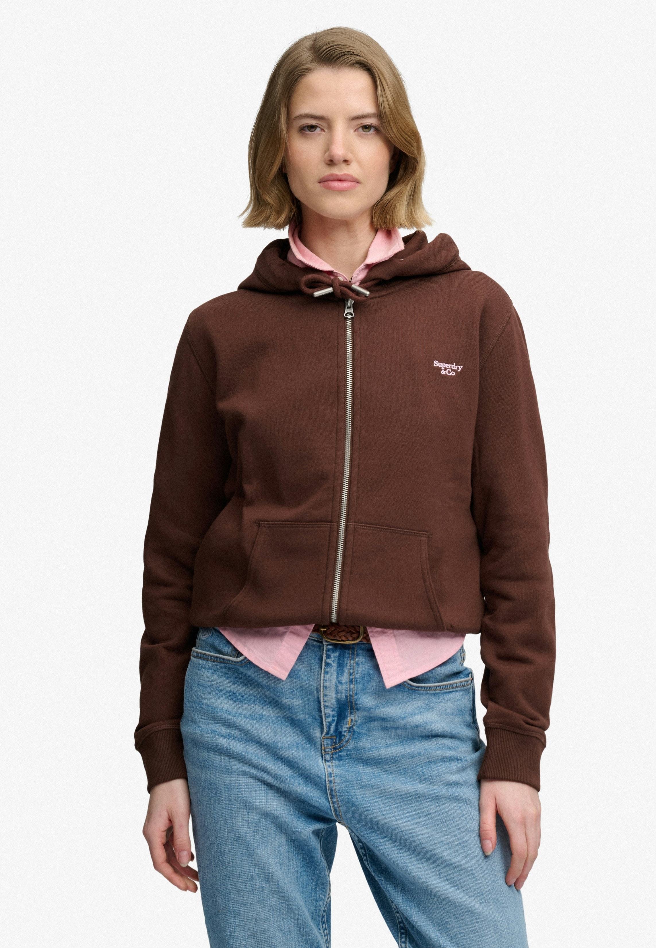 Superdry "SIGNATURE EMB ZIPHOOD" Baumwollmischung, relaxed fit