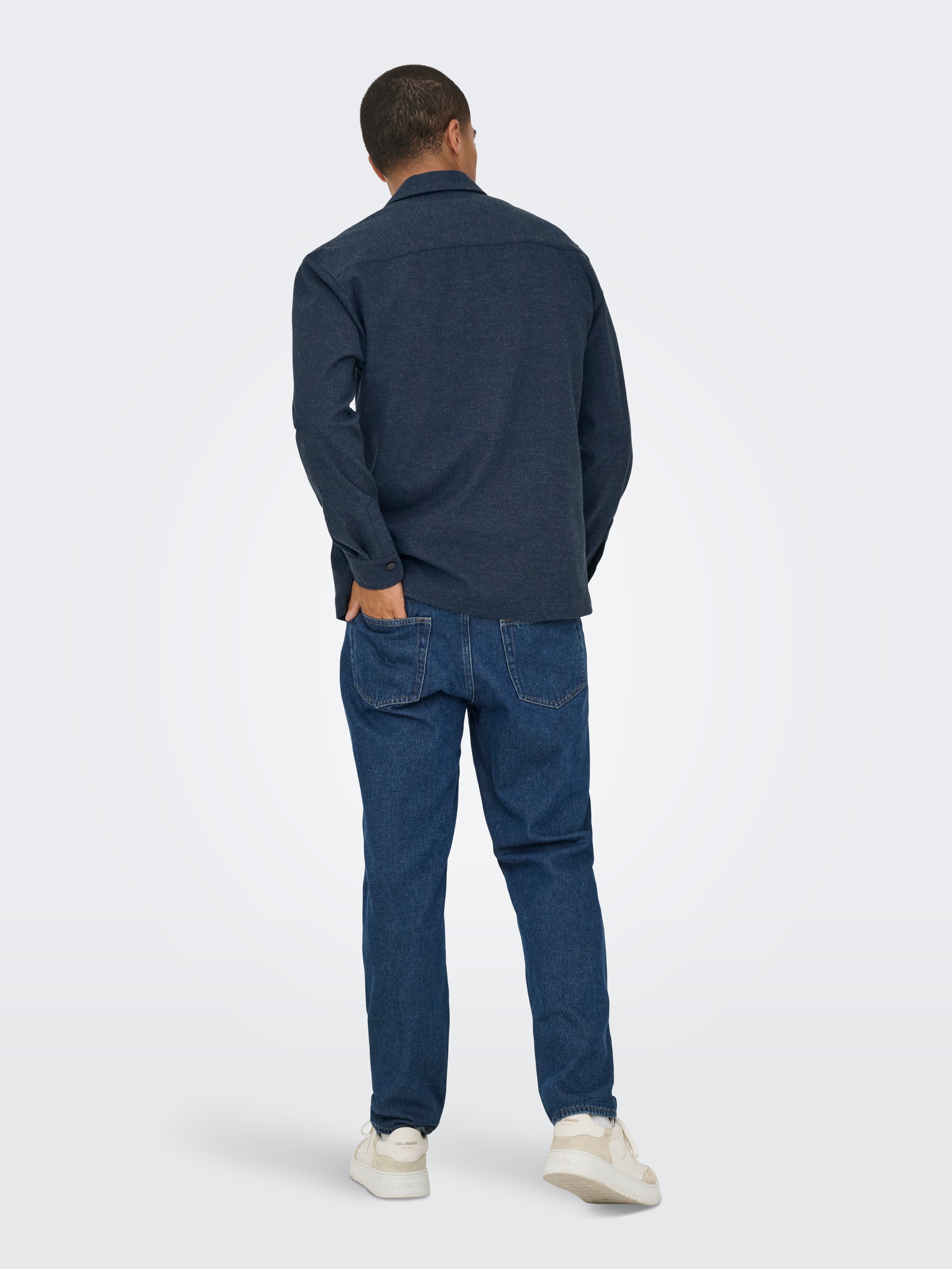 ONLY & SONS Langarmhemd »ONSMARK BRUSHED 0353 OVERSHIRT« Materialmix, regular fit