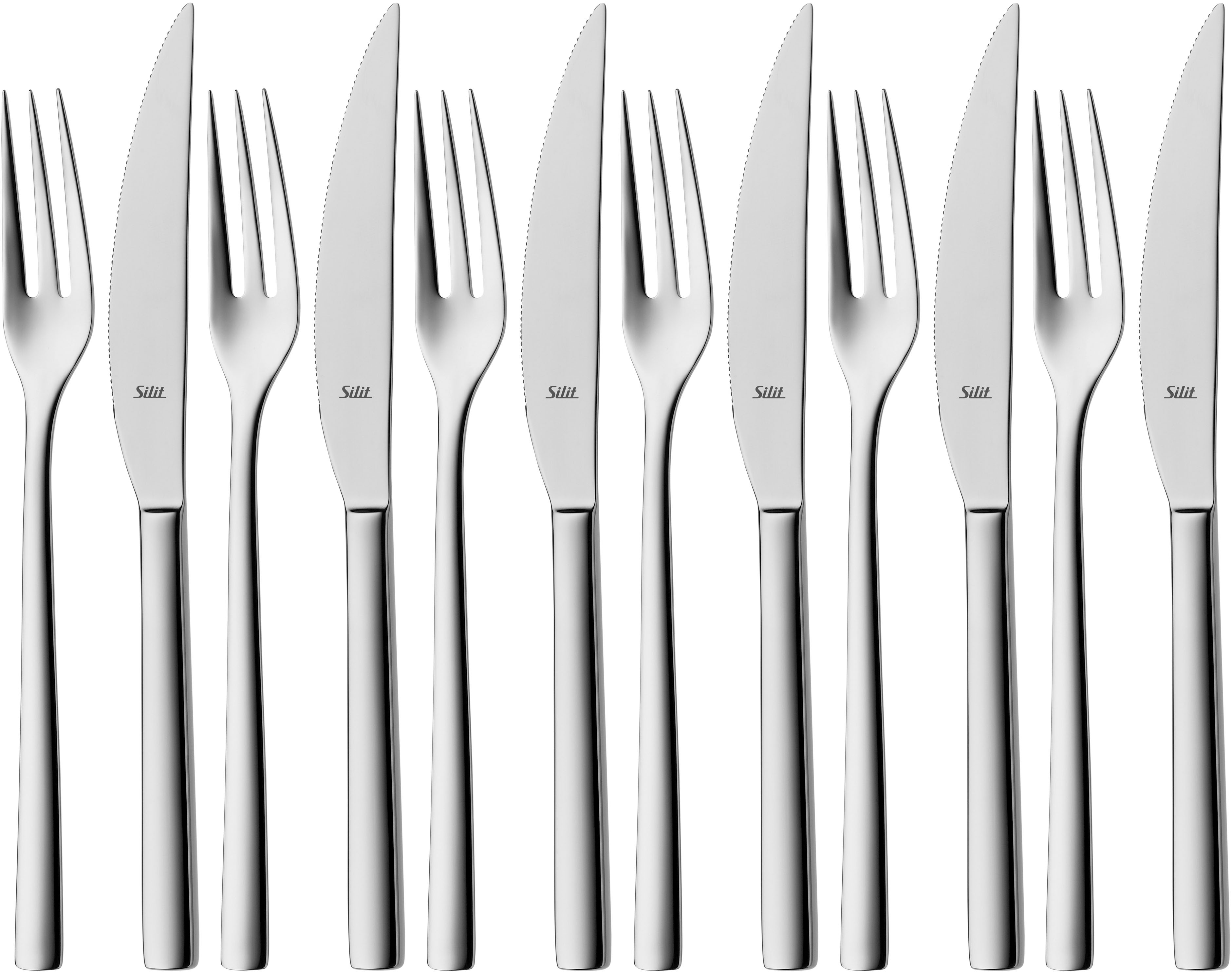 Silit Steakbesteck "Trend" 12-teilig, Crominox: Edelstahl 18/10, Wellenschliff