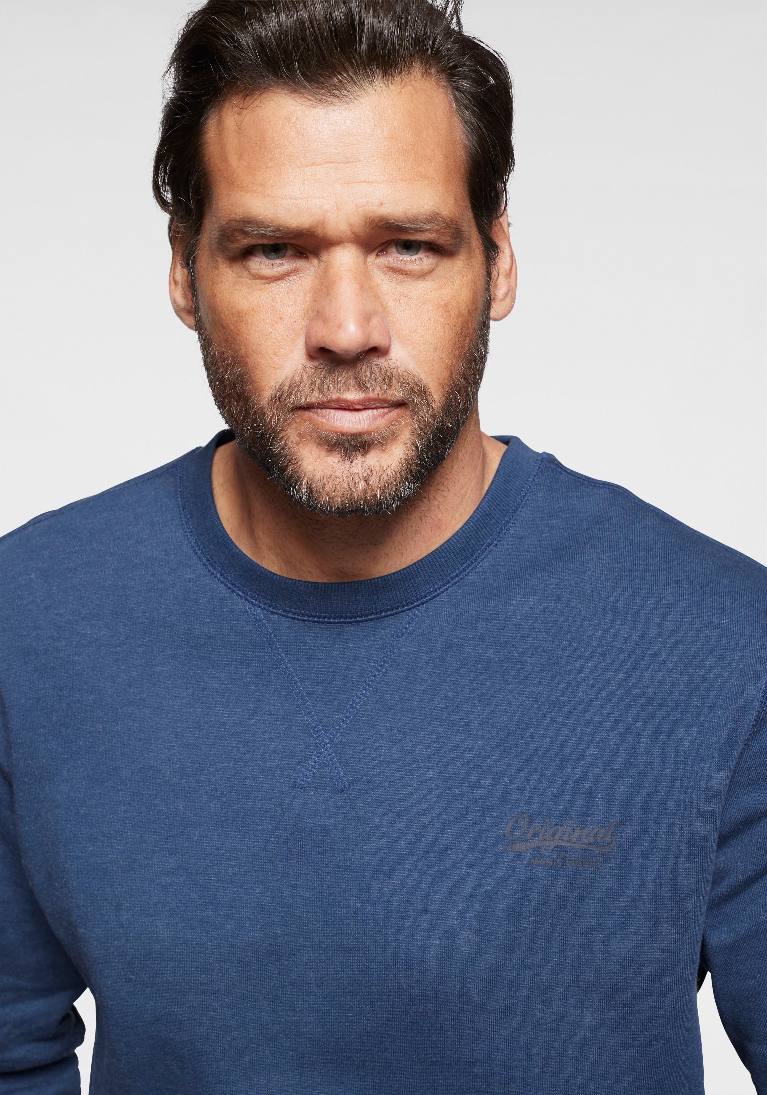 Thumbnail - Mans World Sweatshirt, Langarm, Basic-Stil, unifarben, Rundhalsausschnitt