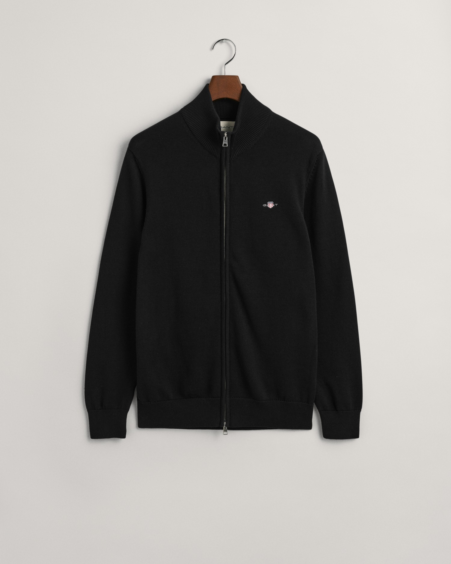 Gant Cardigan »CASUAL COTTON ZIP CARDIGAN«, Mit Rippbündchen an Stehkragen, Ärmeln und Saum