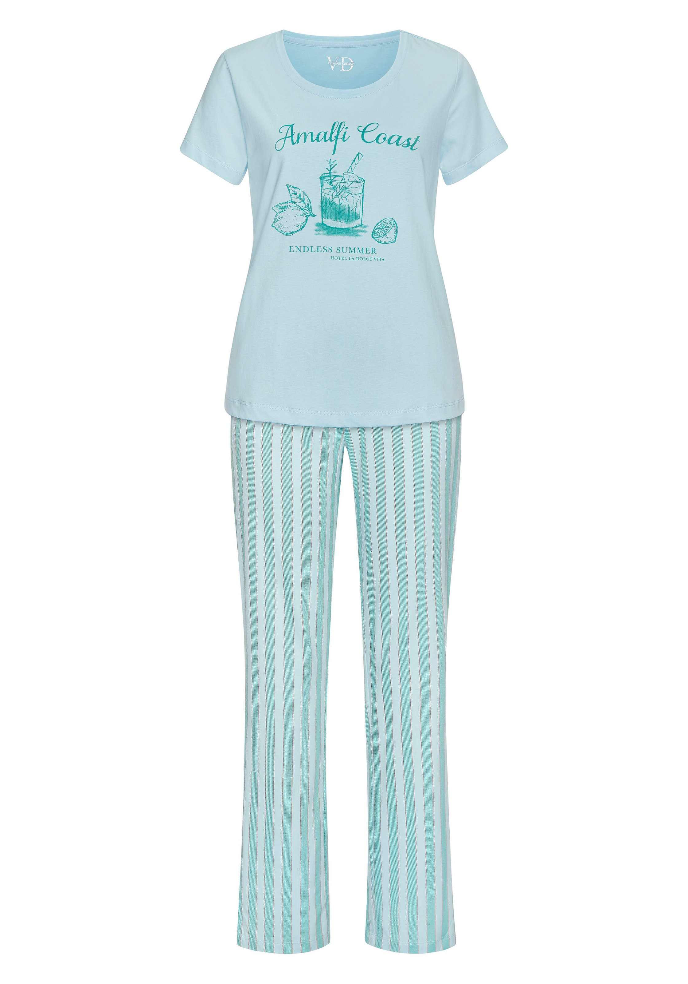 Vivance Dreams Pyjama Set, 2-teilig, 2 tlg. Zartes Streifenmuster günstig online kaufen