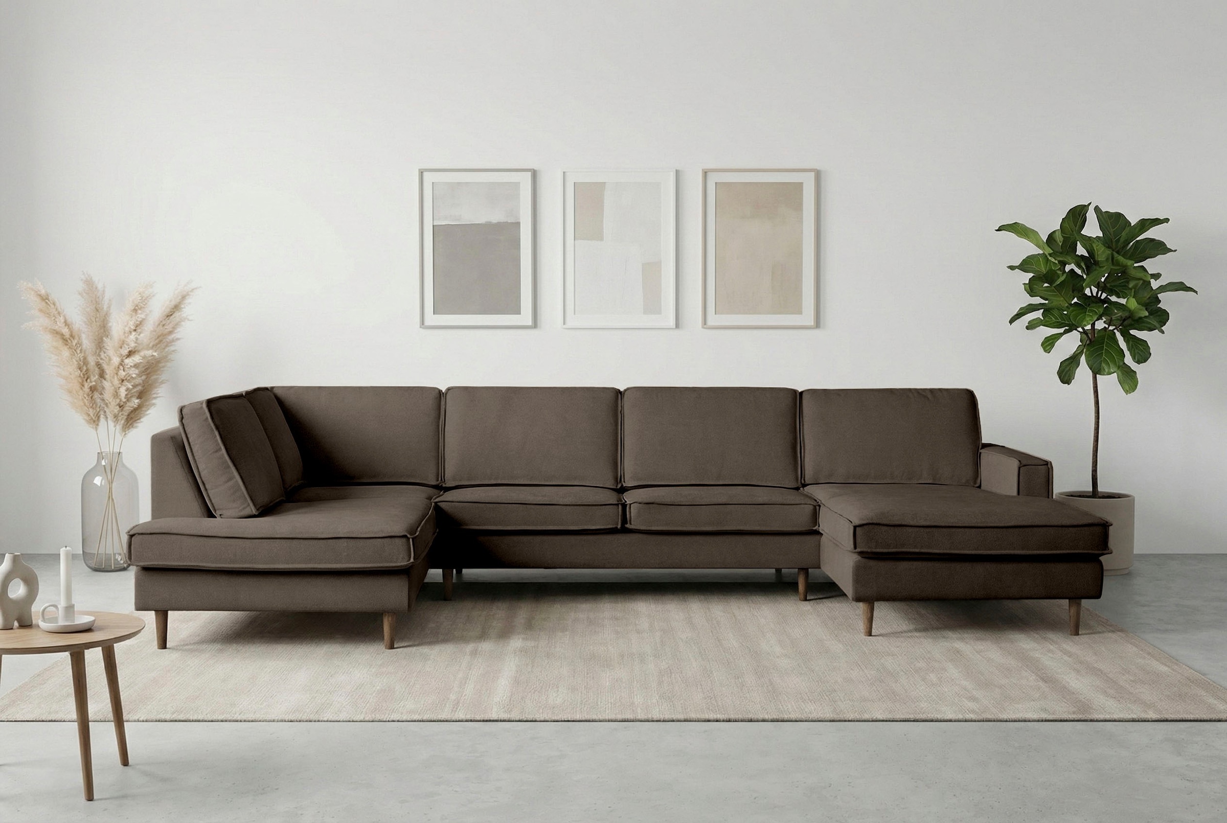 Home affaire Wohnlandschaft "Pinto Skandi, 350 cm, U-Form, XXL, mit Ottoman günstig online kaufen