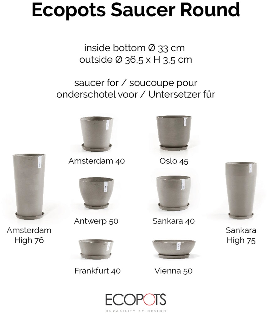 ECOPOTS Blumentopfuntersetzer »ROUND SAUCER Taupe« BxTxH: 36,5x36,5x3,5 cm