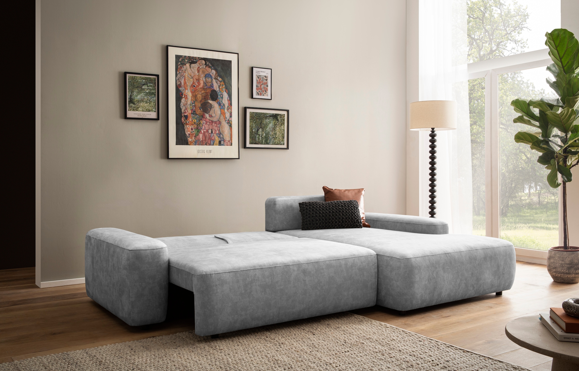 INOSIGN Ecksofa »TORGE (264cm), Schlafsofa in Cord, Samtvelours o Struktur fein, L-Form«, Schlaffunktion, Bettkasten, Liegefläche: 125/210 cm