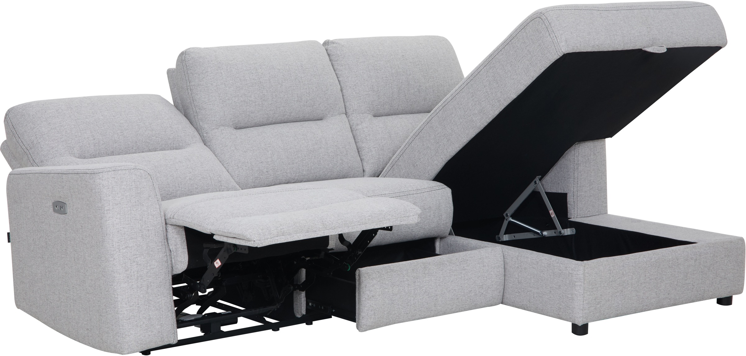 Home affaire Ecksofa »VENOIR, L-Form, 250 cm, manuelle u. elektrische Funktion (m. USB A/C)«, Stauraum unter der Recamiere, 2. Staufach, Federkern