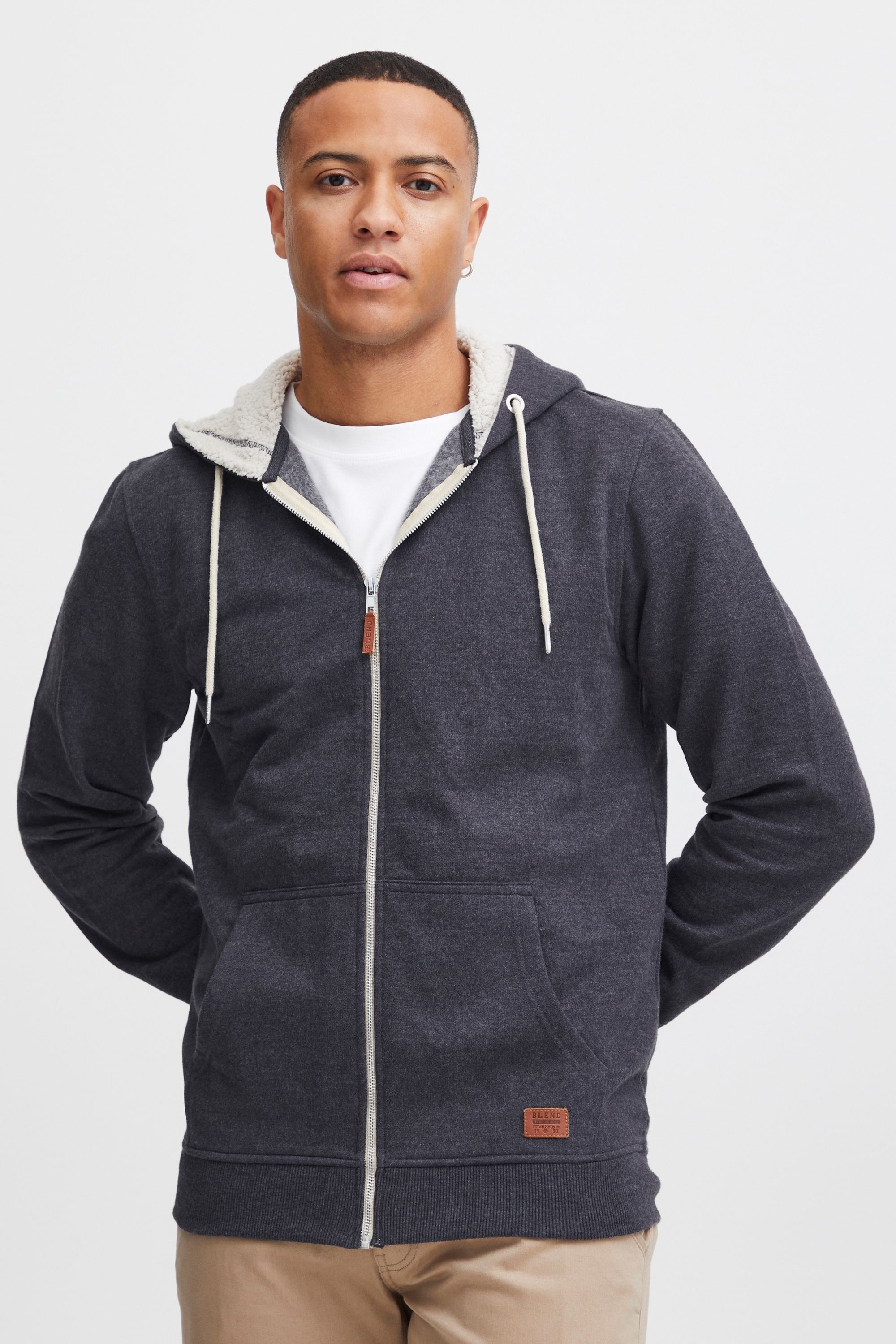 Kapuzenpullover BLEND "Kapuzensweatjacke BHHulker", Herren, Gr. XXL, blau (navy teddy), Obermaterial: 60% Baumwolle CO. 40% Polyester PES., Sweatshirts Kapuzenpullover 6