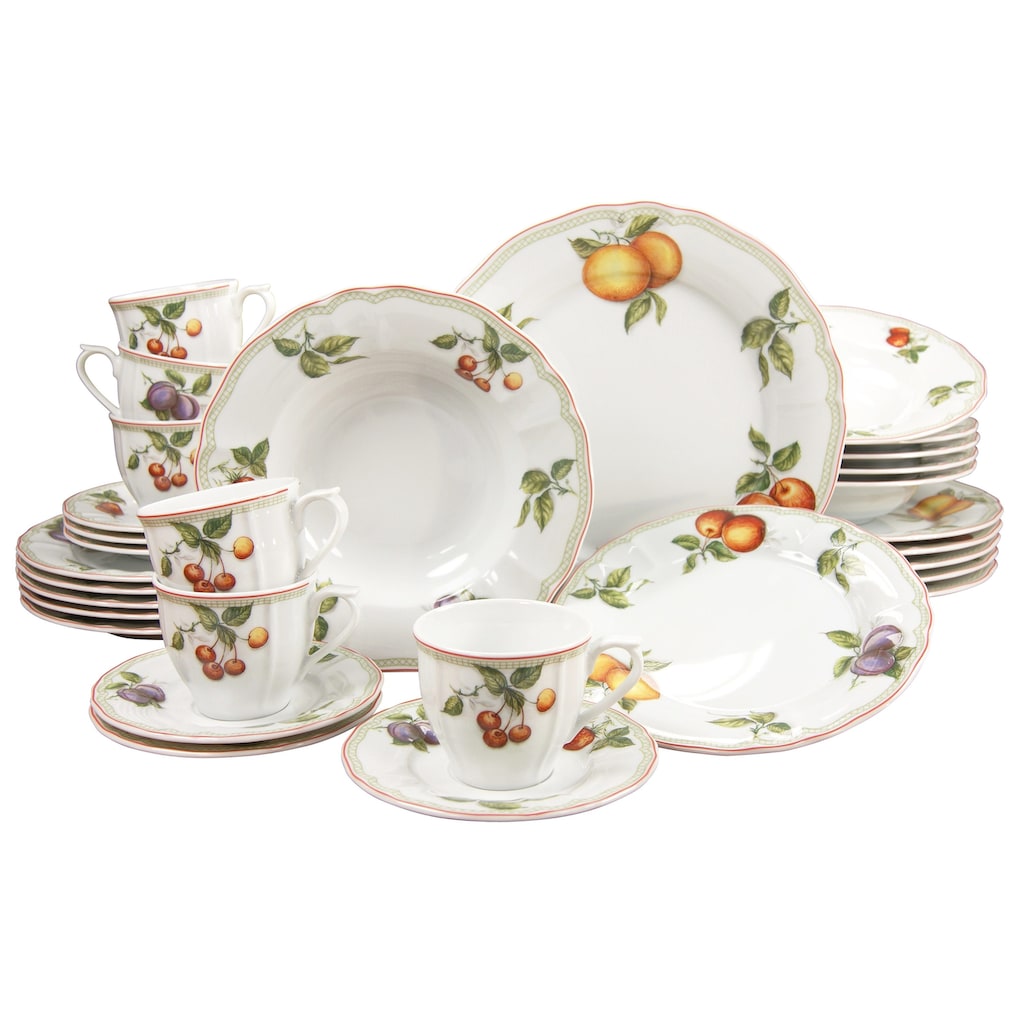 CreaTable Kombiservice »Geschirr-Set Flora Orchard«, (Set, 30 tlg., Kaffeeservice und Tafelservice im Set, für 6 Personen)