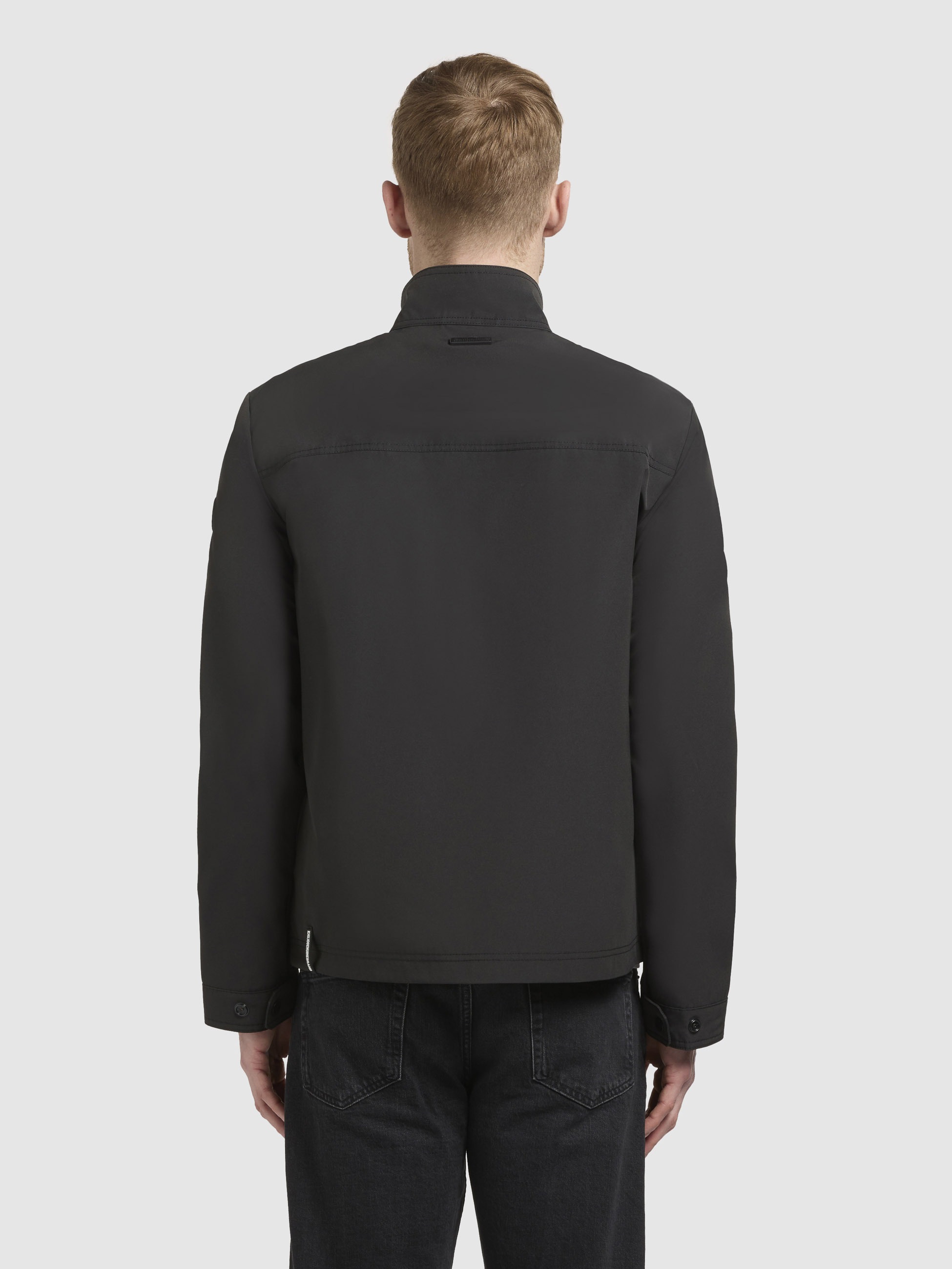 Kurzjacke KHUJO "FELIN", Herren, Gr. XXL, dunkelgrau, Web, 85% Polyester, 15% Baumwolle, unifarben, regular fit hüftlang, eingesetzt,mit Riegel abgesteppte Kante mit Druckknöpfen, Jacken Kurzjacke 3