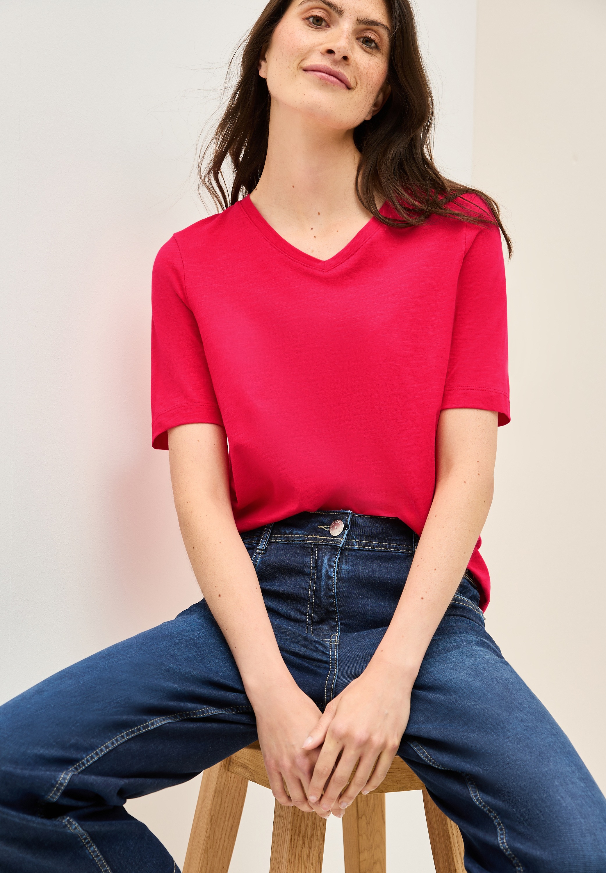 Cecil T-Shirt mit V-Ausschnitt günstig online kaufen