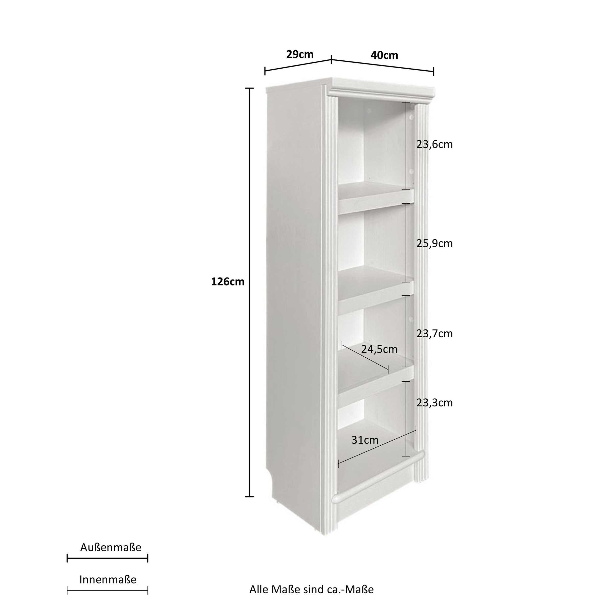 Home affaire Standregal »Soeren Stege«, aus massiver Kiefer, Maße (B/T/H): 40/29/126 cm