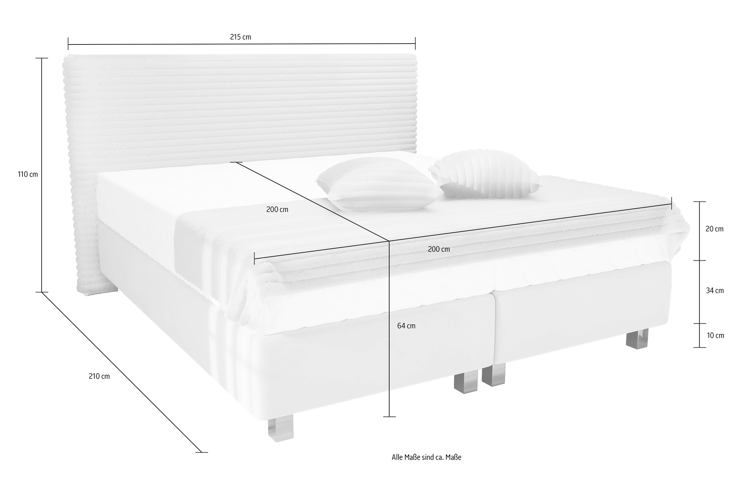 Westfalia Schlafkomfort Boxspringbett »Sven«, inkl. Zierkissen, wahlweise mit und ohne Kaltschaum-Topper