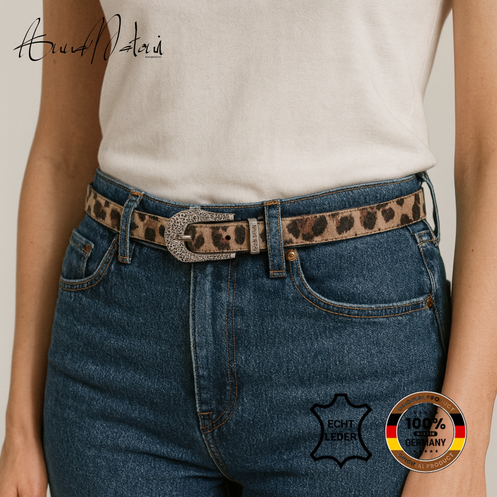 AnnaMatoni Ledergürtel »AnnaMatoni Damen Ledergürtel in hochwertigem Kunstfell in Leo«