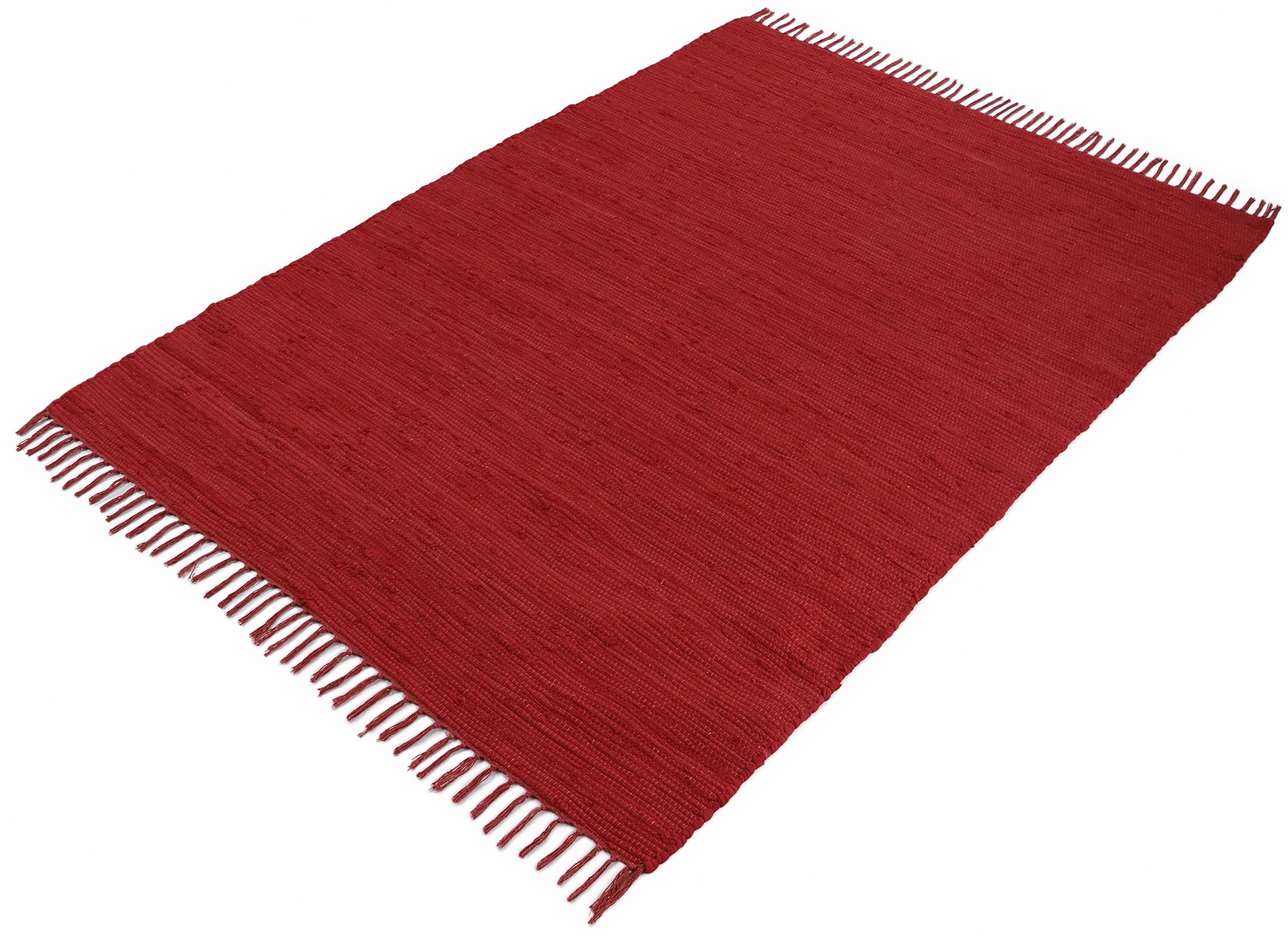 carpetfine Teppich »Kelim Chindi uni«, rechteckig, 5 mm Höhe, Wendeteppich, reine Baumwolle, handgewebt, Uni-Farben, mit Fransen