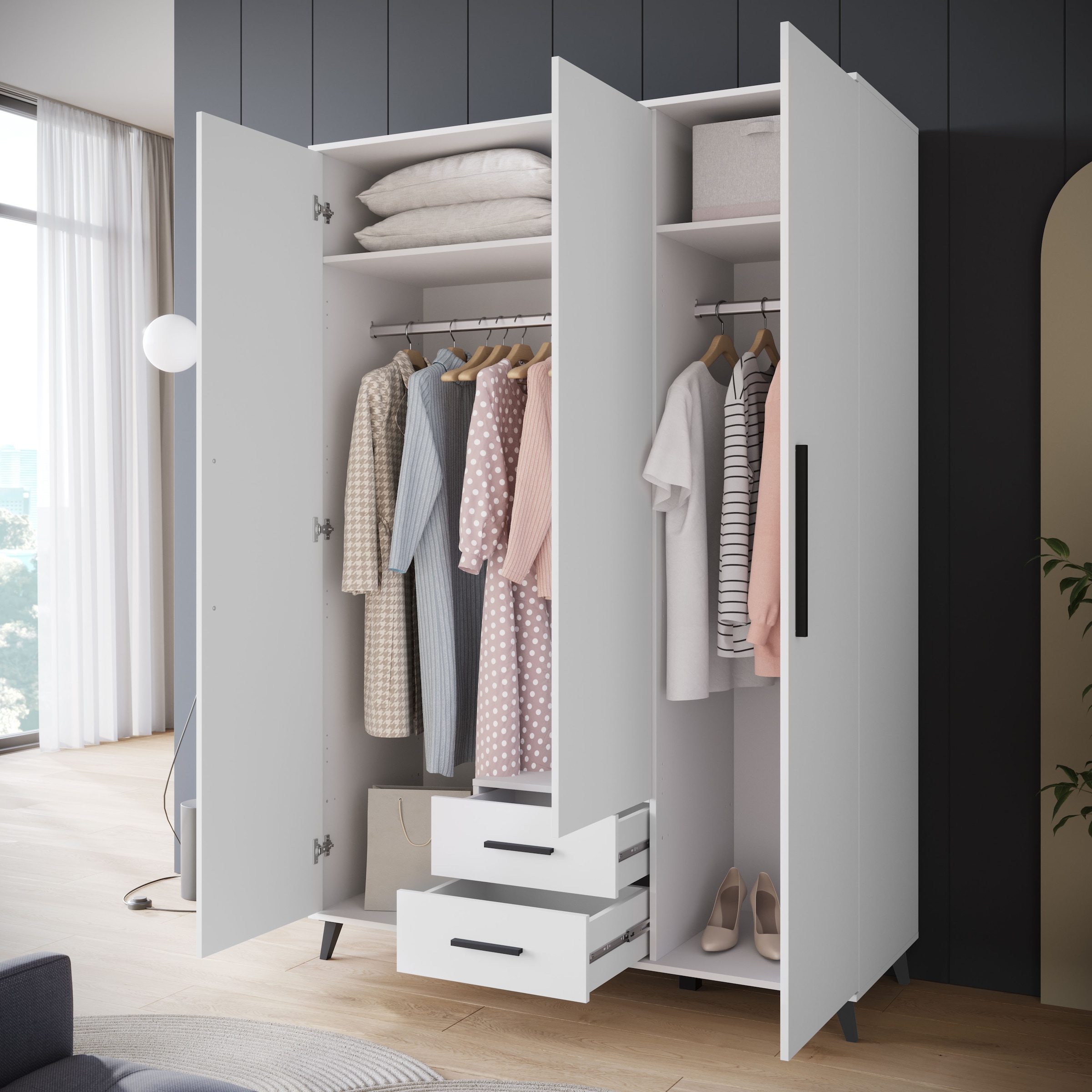 INOSIGN Kleiderschrank »Lagos, Garderobe«, (1 St.), Moderner Drehtürenschrank, FSC-zertifiziert, Schlafzimmerschrank