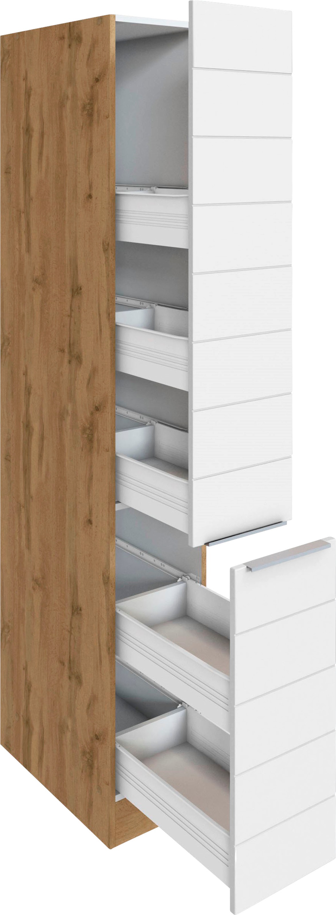 KOCHSTATION Apothekerschrank »KS-Luhe«, 30 cm breit, hochwertige MDF-Fronten mit waagerechter Lisene