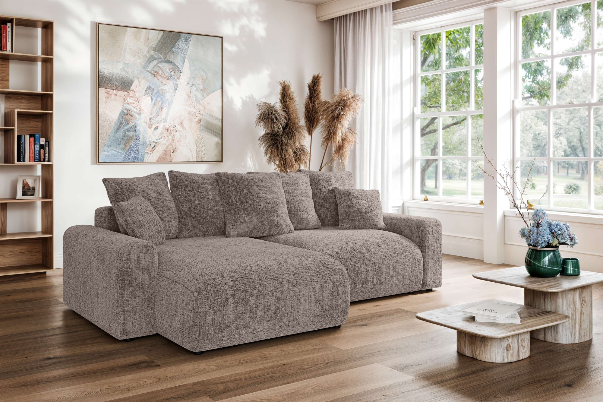 Home affaire Ecksofa »LAKESIDE klein mit Bettfunktion und Bettkasten, B/T/H 235/142/84 cm«, L-Form, Recamiere beidseitig montierbar, mit Wellenunterfederung