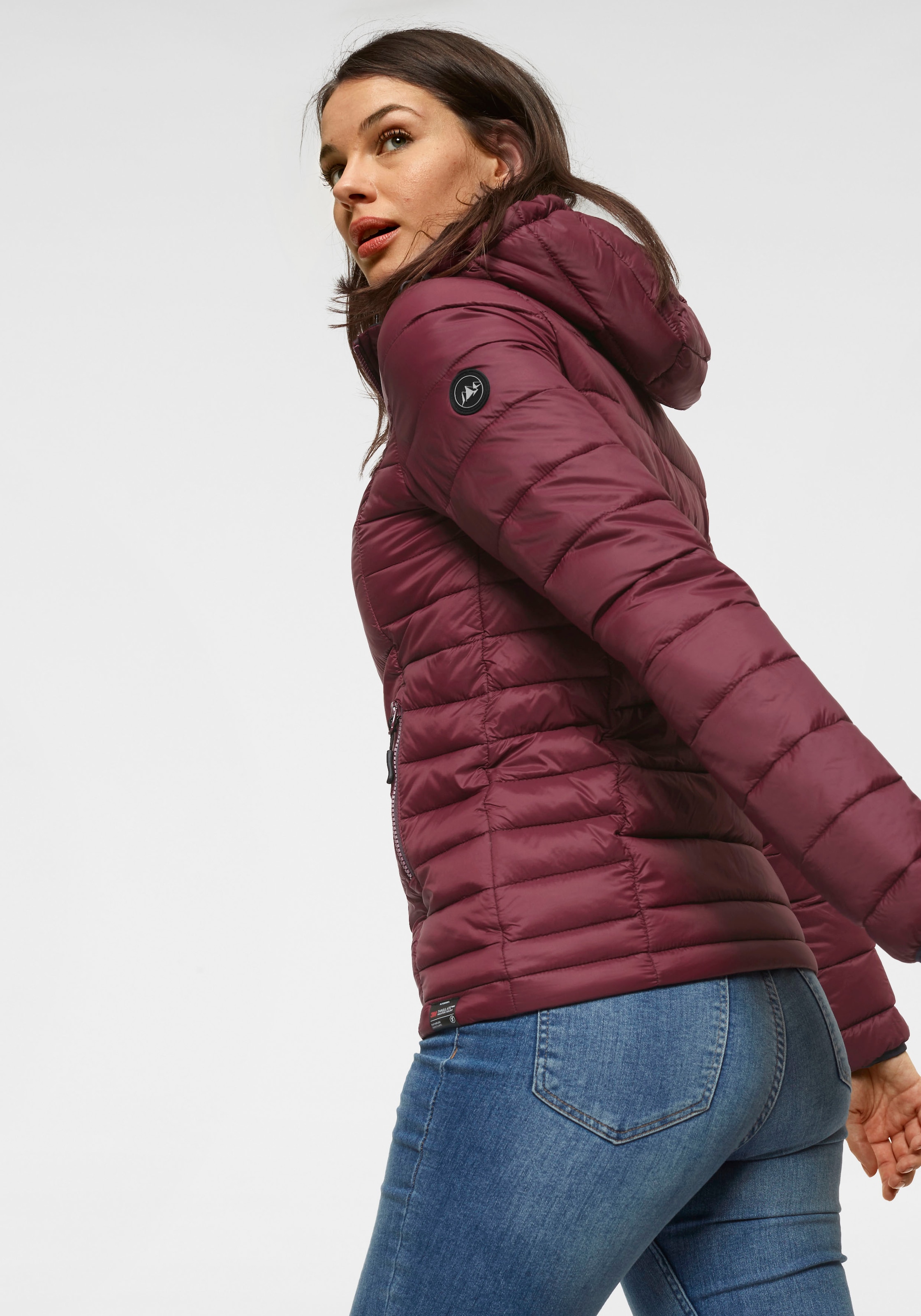 Polarino Steppjacke, mit Kapuze, für kühle Tage, aus leichtem Webmaterial, wasserabweisend
