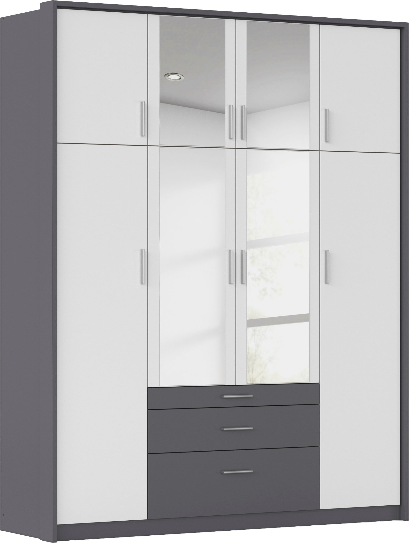 rauch Kleiderschrank "Schrank Drehtürenschrank Garderobe Ankleide Schlafzimmer HILDESHEIM" Breiten: 185/275 cm, Höhe 231 cm, oberste Schublade mit praktischer Facheinteilung MADE IN GERMANY