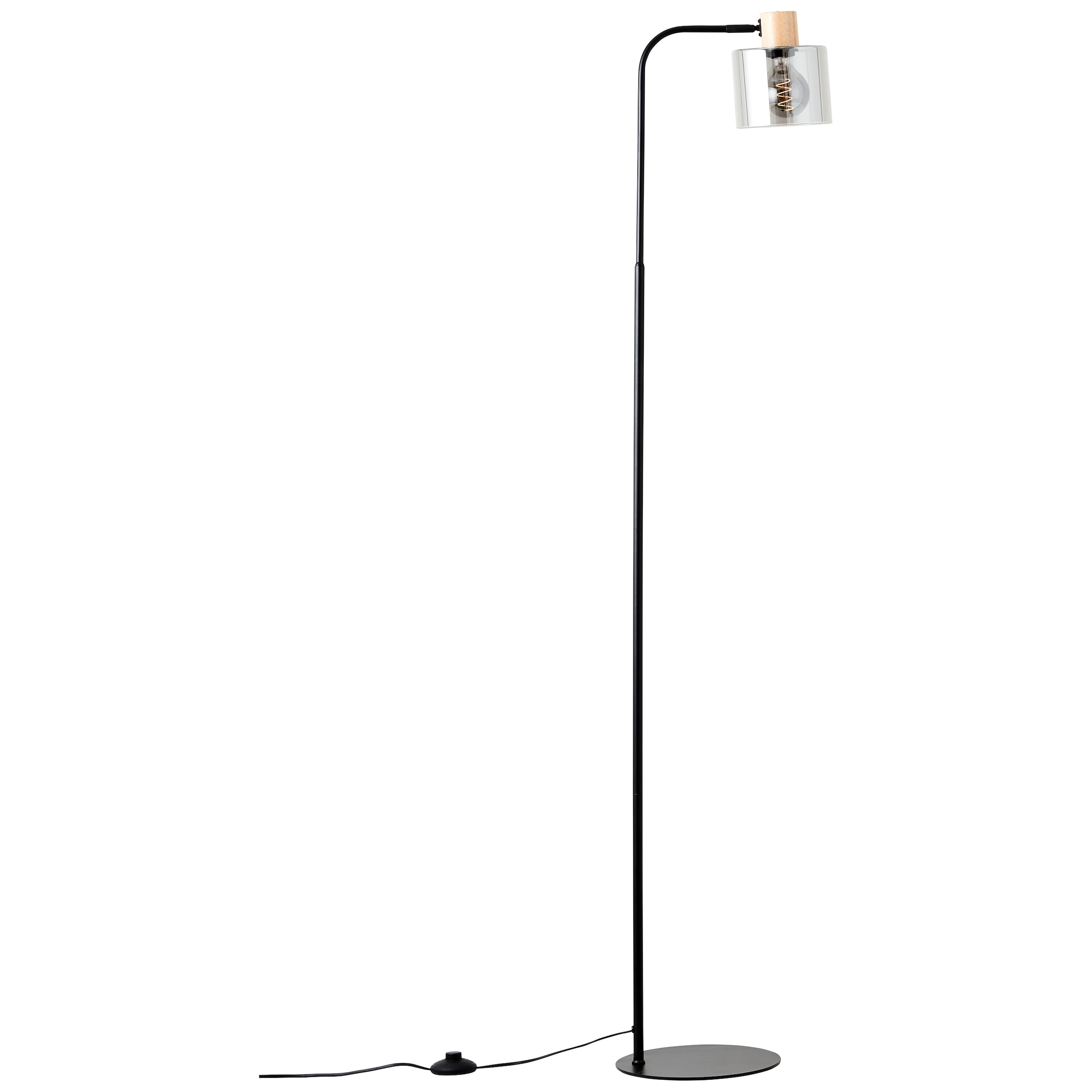 E27, Metall Sale im | BAUR Brilliant Stehlampe 160 /Glas/Holz, »Weald«, Höhe 1 flammig-flammig, cm, schwarz/rauch/holz