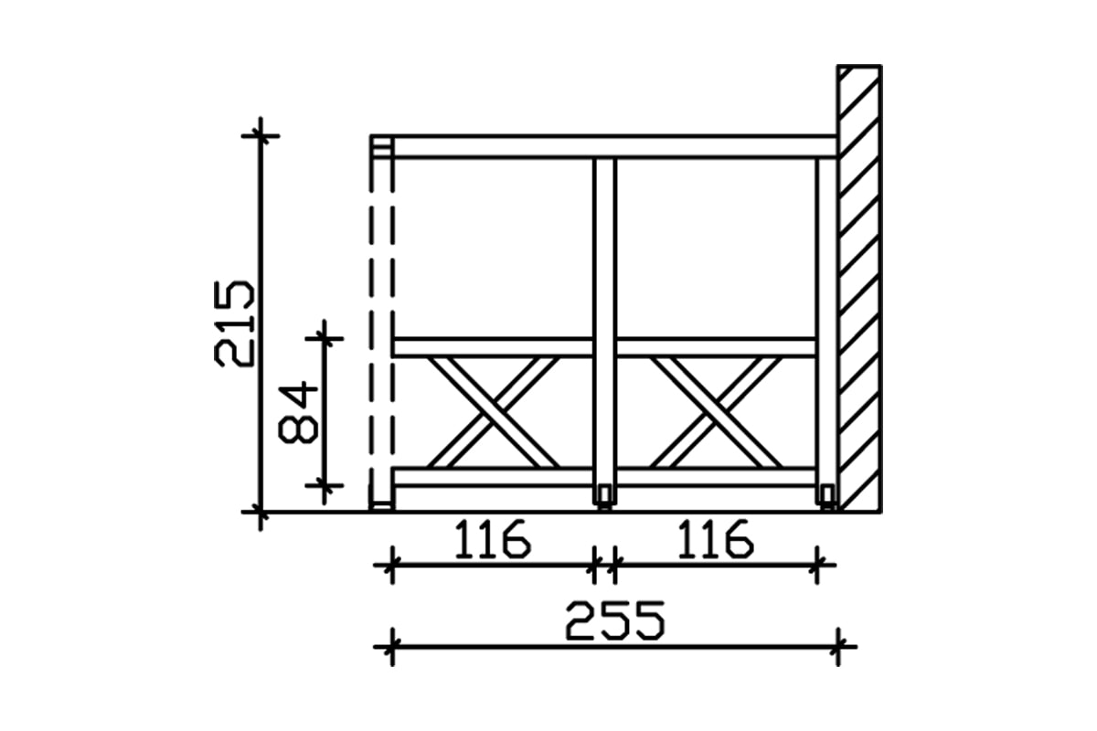 Skanholz Carport-Seitenwand »Andreaskreuz«, Wandanbau