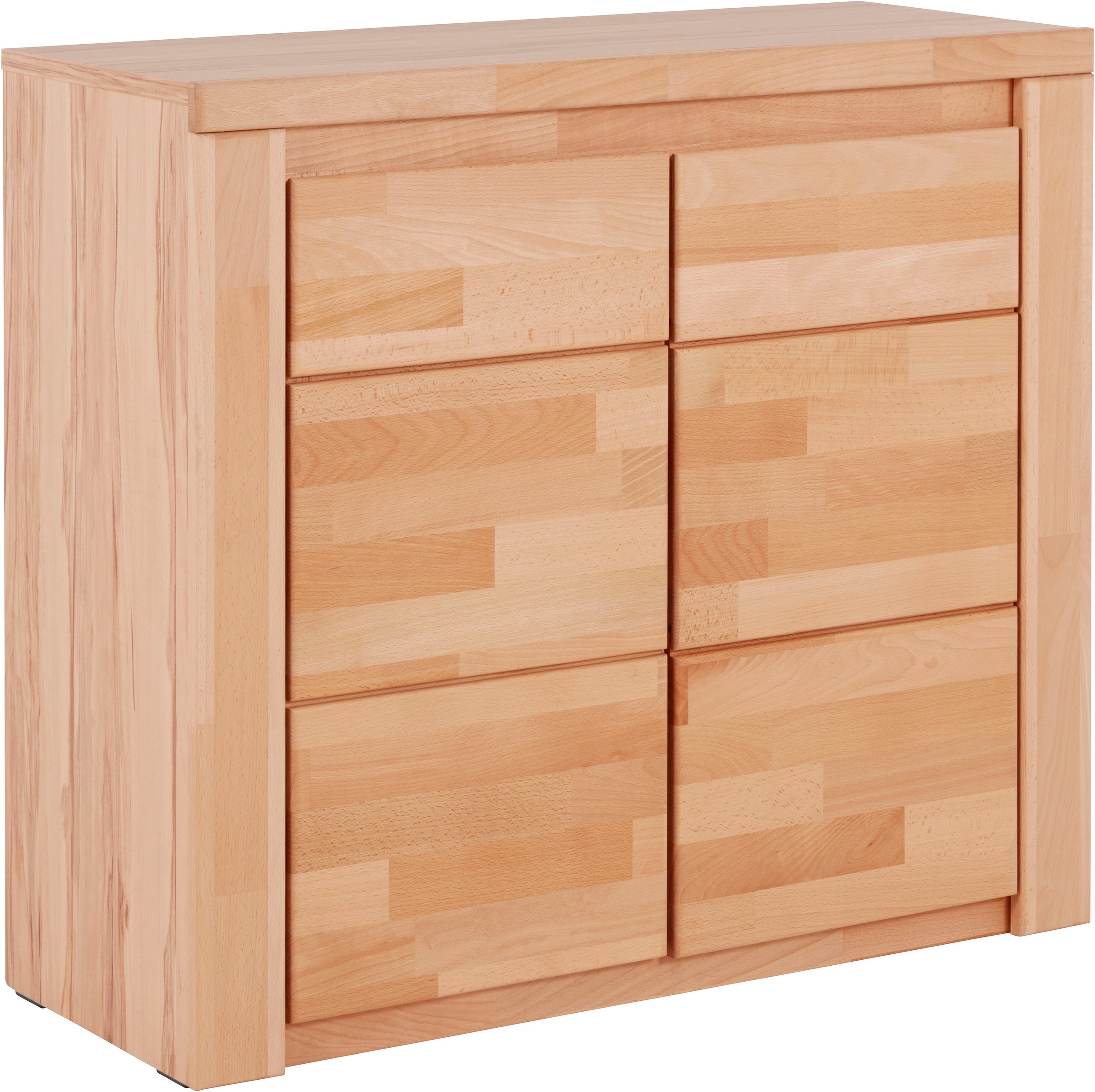 Thumbnail - Home affaire Kommode "Burano,90cm breit,35 cm tief, Fronten Massivholz", Holz massiv, Holzwerkstoff,2 Türen,2 breite Fäc...
