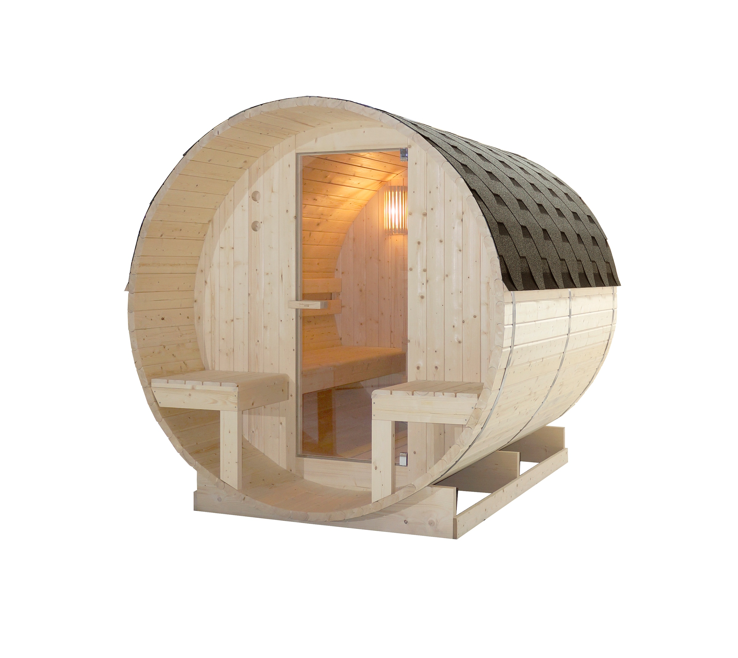 Sanotechnik Fasssauna »»BERGEN«« geeignet für 4 Personen, Fichetnholz