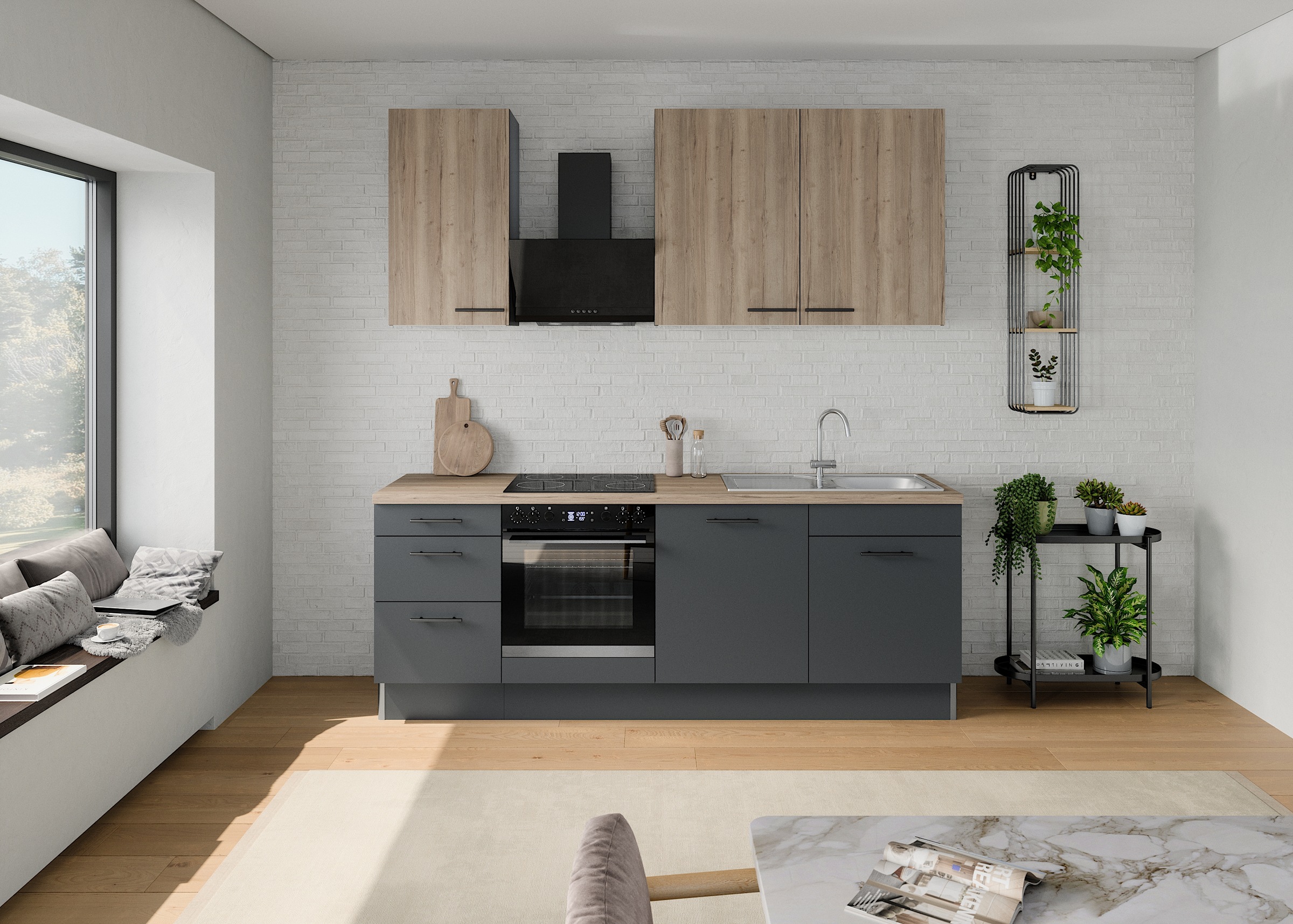 OPTIFIT Küchenzeile "Fiona", Breite 230 cm, mit Hanseatic-E-Geräten in Prem günstig online kaufen