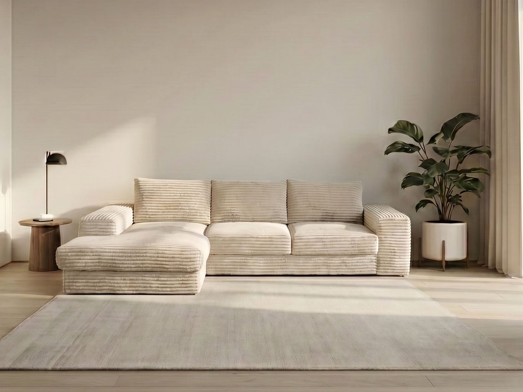 WERK2 Ecksofa "Rozzana 280 x 190 cm modern und bequem" Breitcord, L-Form, XXL