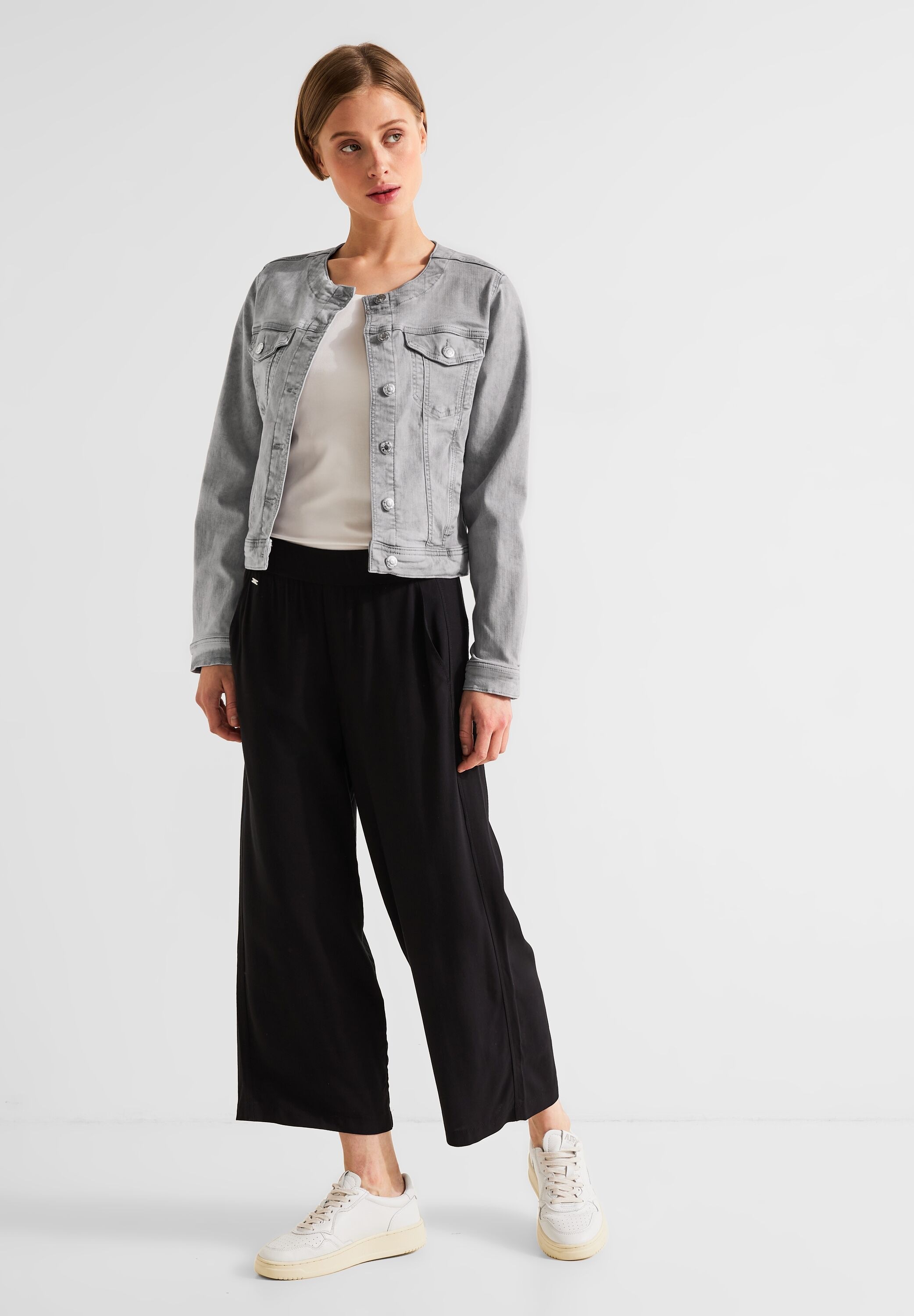 STREET ONE Jeansjacke, ohne Kapuze, aus softem Materialmix