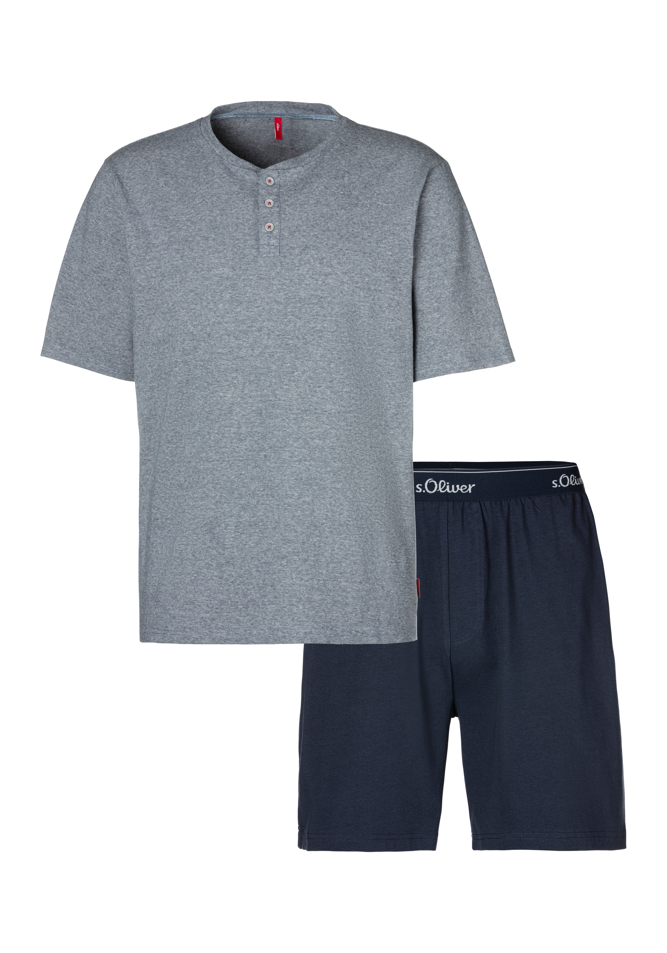 s.Oliver Pyjama 1 Stück, 2 Stk. tlg., Schlafanzug in Melange-Optik mit Knop günstig online kaufen