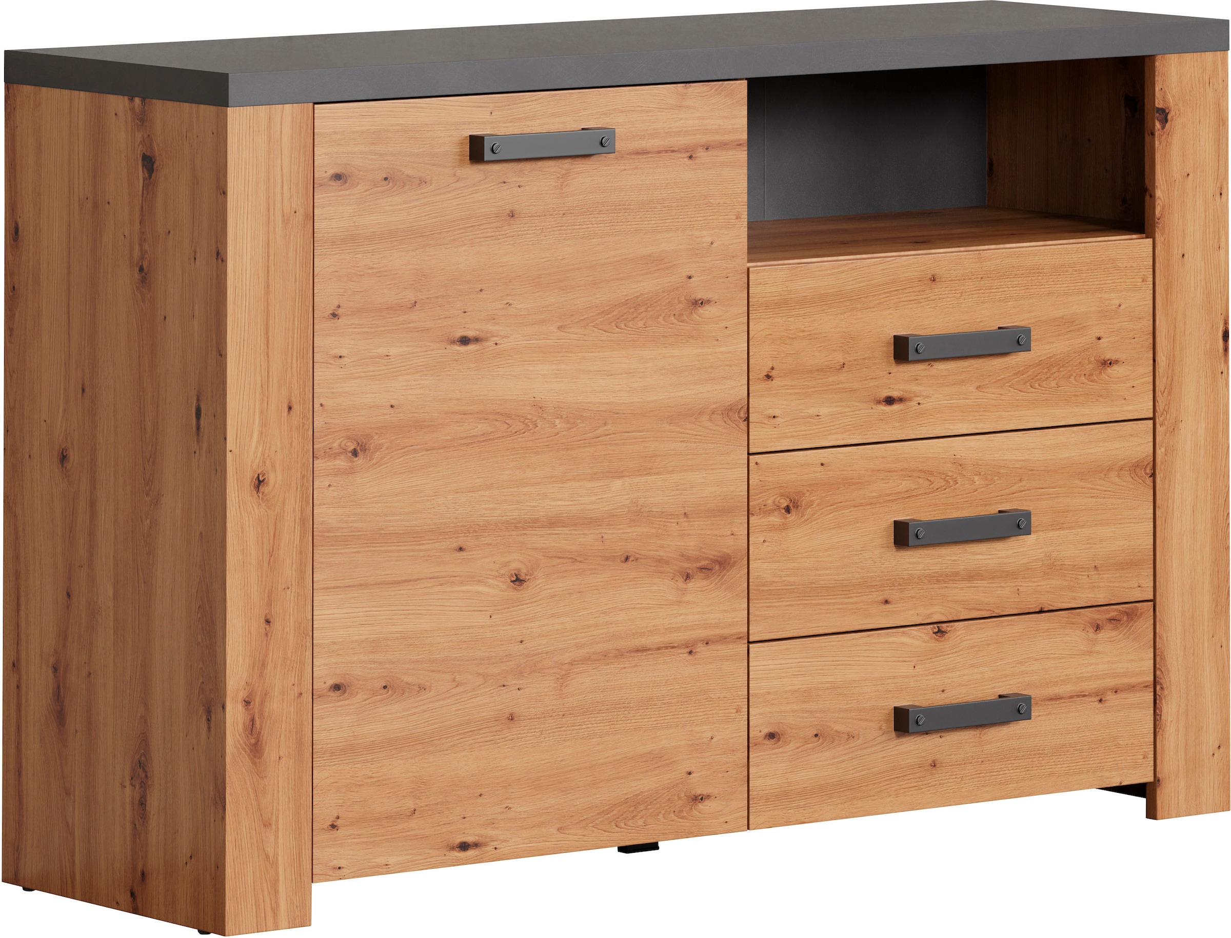 Home affaire Sideboard »Ambres«, (1 St.), matte Echtholzoptik, ca. Maße BxH: 127x83 cm, TV Schrank, Eiche