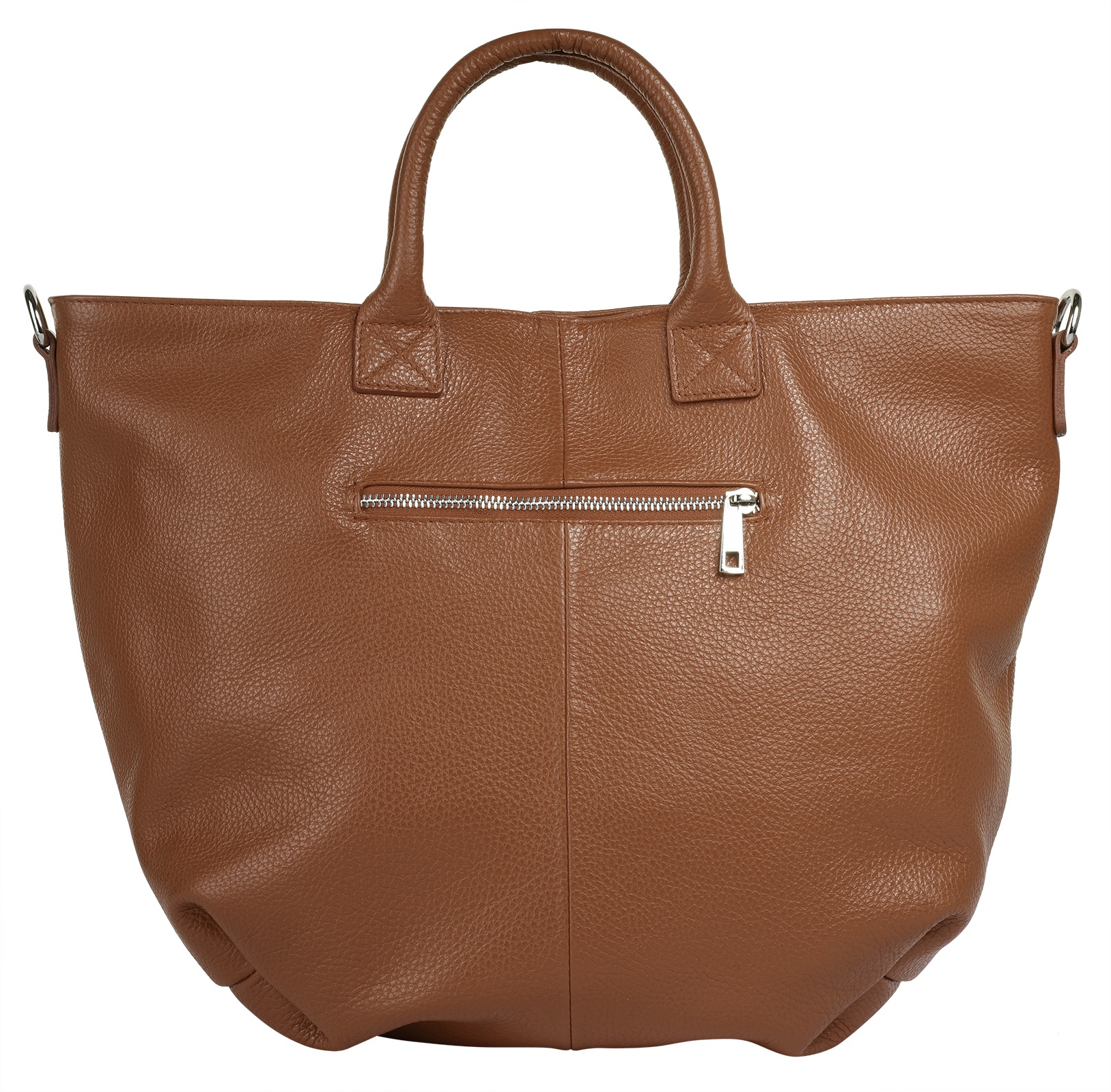 Henkeltasche SAMANTHA LOOK, Damen, Gr. B/H/T: 43cm x 29cm x 11cm onesize, braun (cognac), Leder, leicht glänzend, unifarben, Taschen, echt Leder, Made in Italy 3