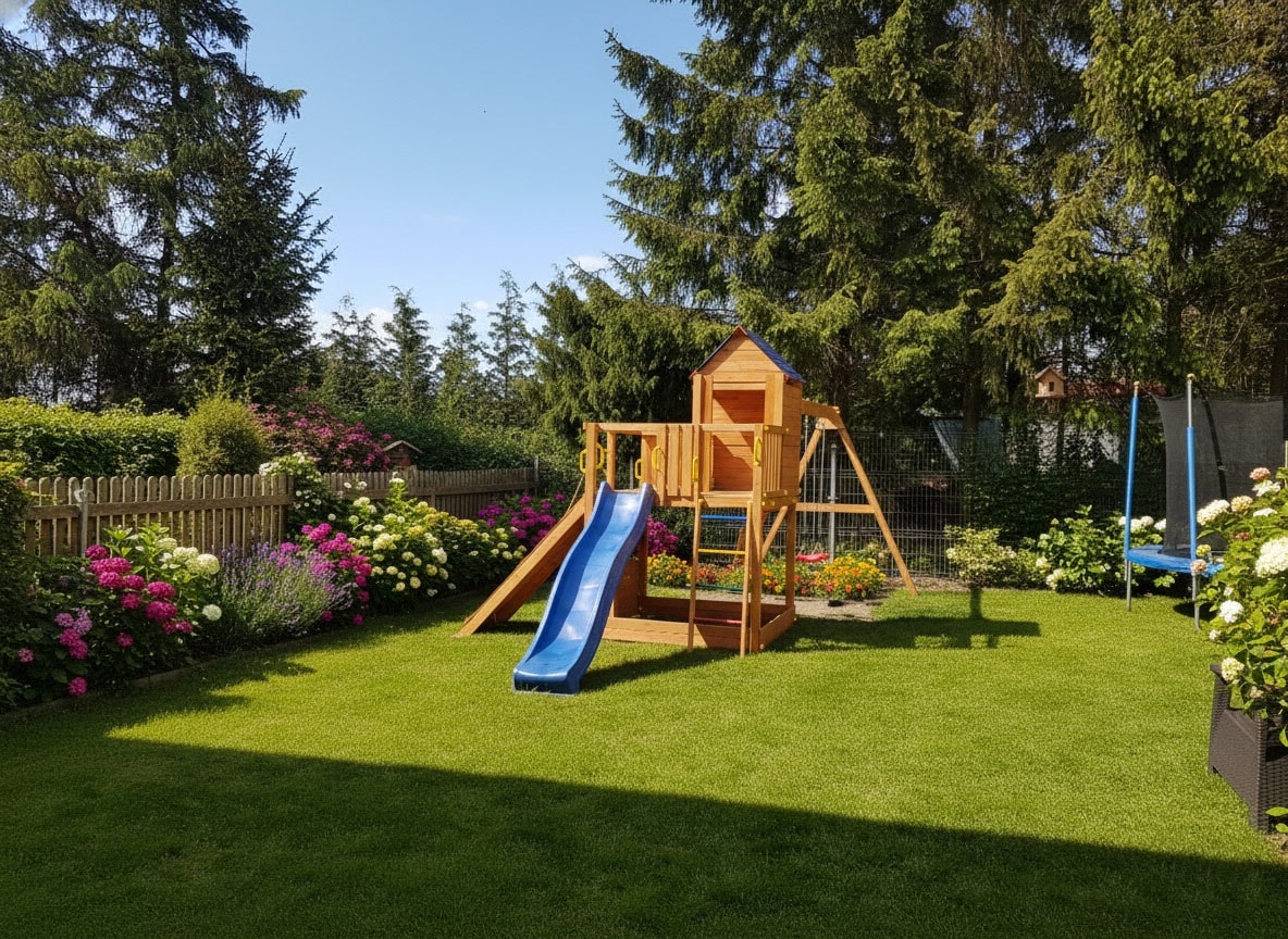 FUNGOO Spielturm »Treehouse« mit Spielhaus, Rutsche, Doppelschaukel, Kletterwand