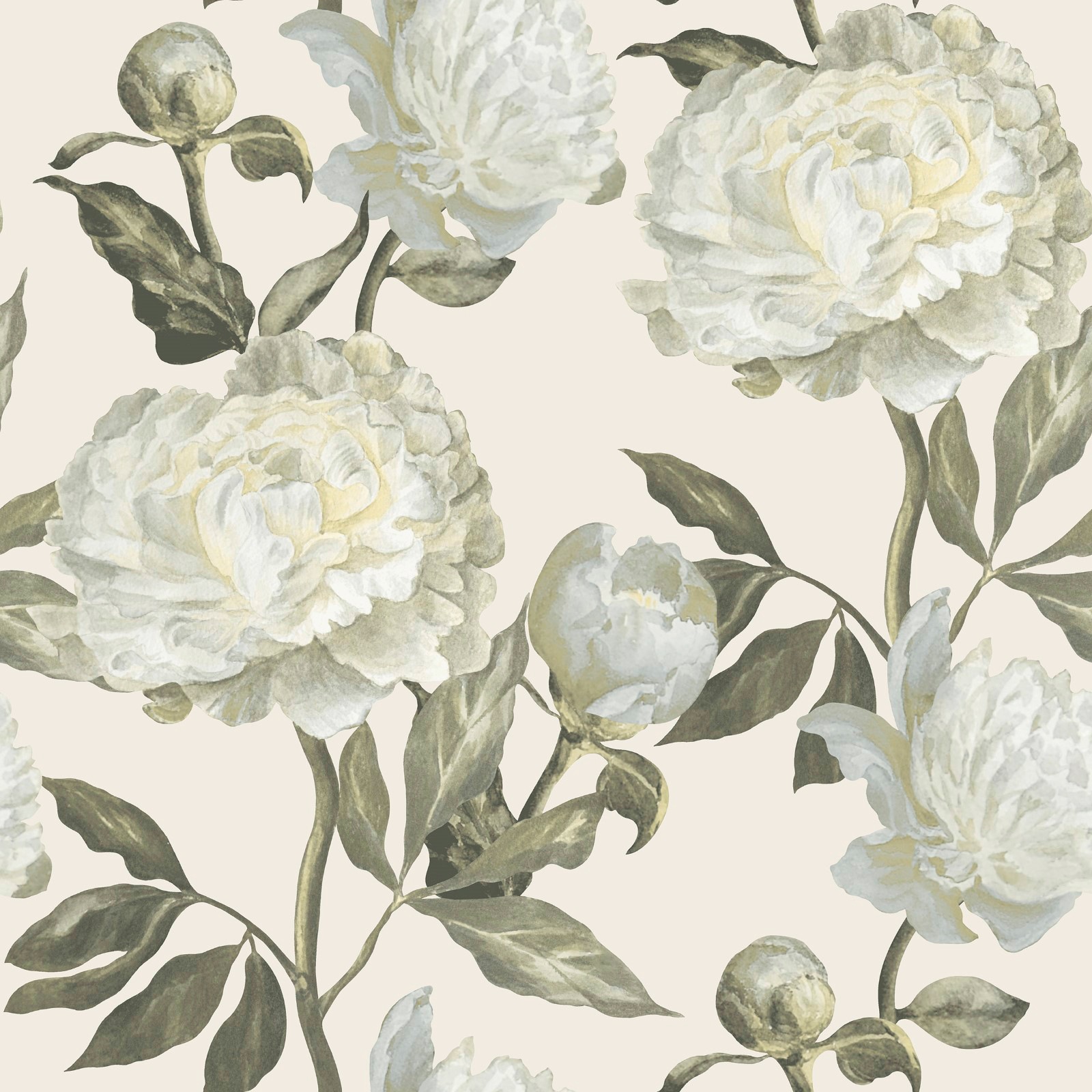 WOW Vliestapete "Peony Naturel" geblümt geprägt FSC zertifiziert, mit lebhaftem Druck, 10 Meter Länge