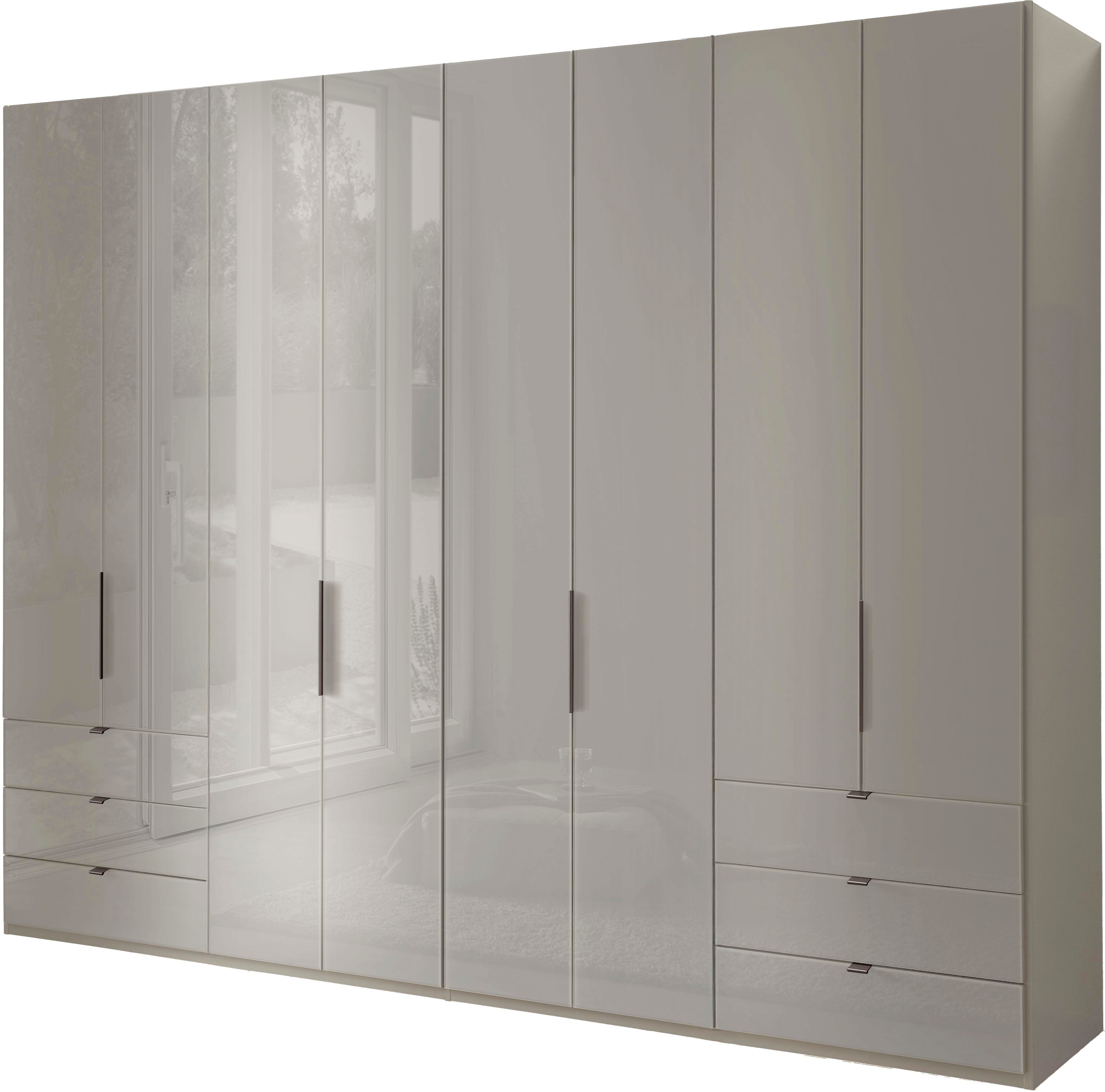 WIEMANN "Ohio, Kleiderschrank, Schrank, Garderobe, mit Schubladen, 300 cm" inklusive Einlegeböden & Kleiderstangen, 2 Höhen, MADE IN GERMANY, inklusive Tür und Schubkastendämpfung, hochwertige Glasfront