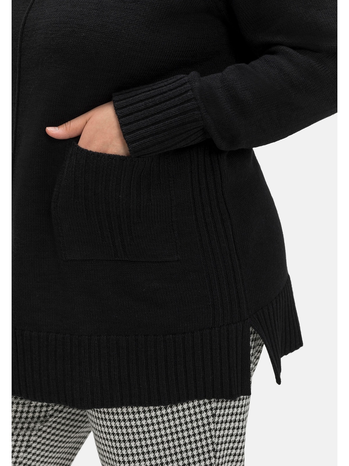 Sheego Stehkragenpullover »Große Größen«, aus Baumwoll-Mix, mit Tasche vorn