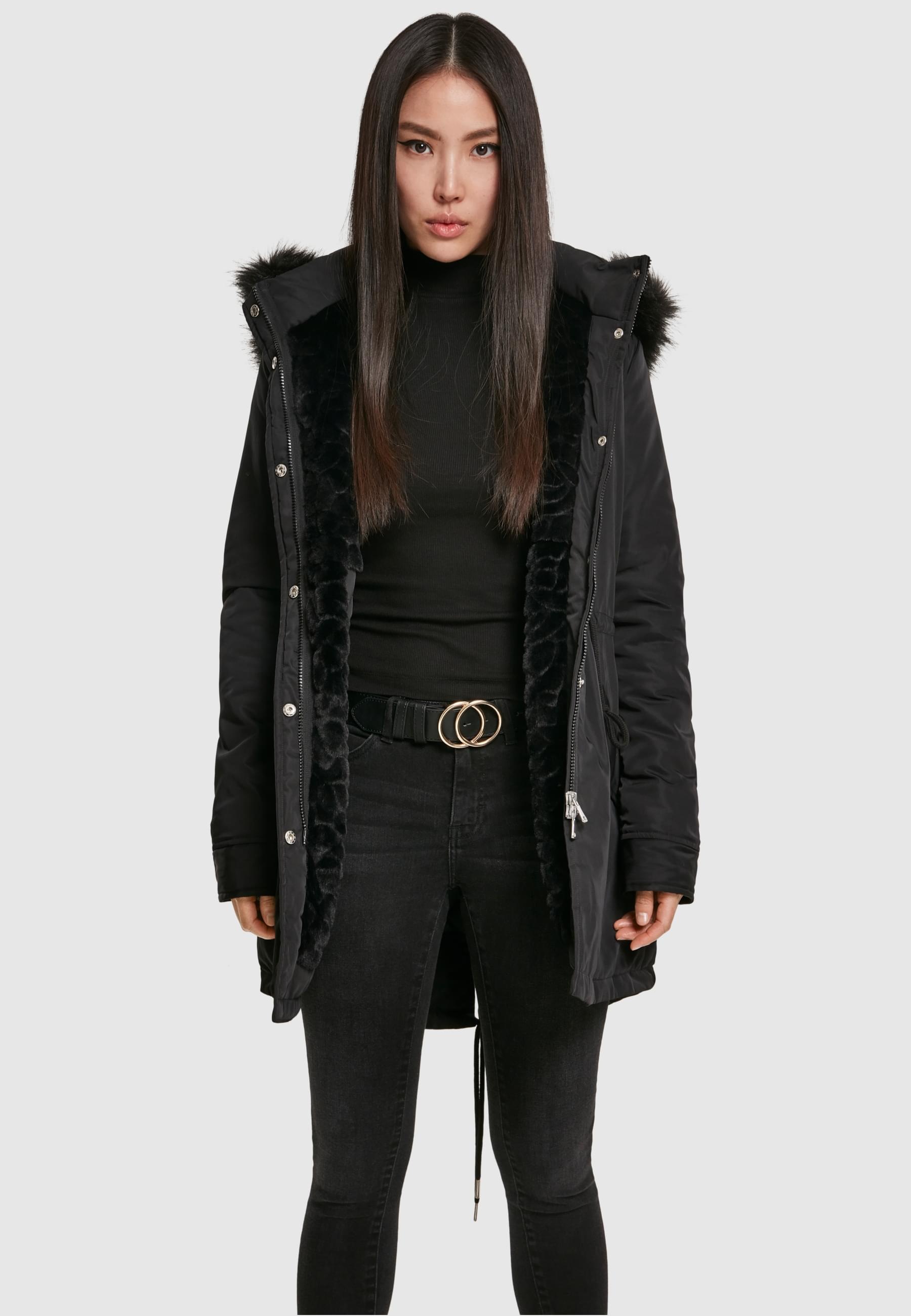 URBAN CLASSICS Winterjacke »Urban Classics Damen Ladies Faux Fur Parka«, (1 St.), mit Kapuze