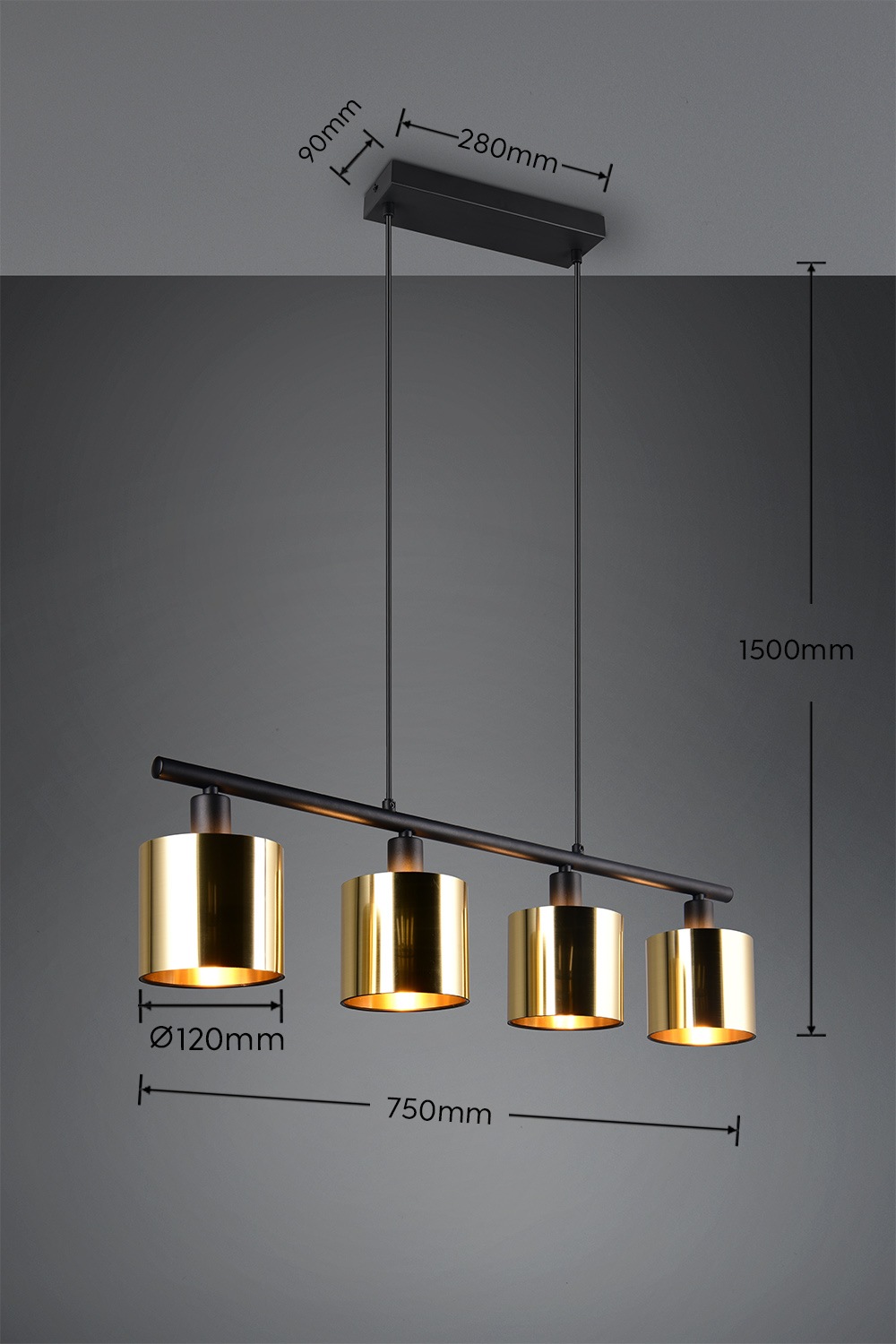 REALITY Leuchten Pendelleuchte »Jason, ohne Leuchtmittel Hängelampe Esstisch 4-flammig, 4xE14 max 10W«, 4 flammig, Leuchtmittel E14 | Leuchtmittel wechselbar, höhenverstellbar max 150cm, mit semi-transparenten Kunststoff-Schirmen
