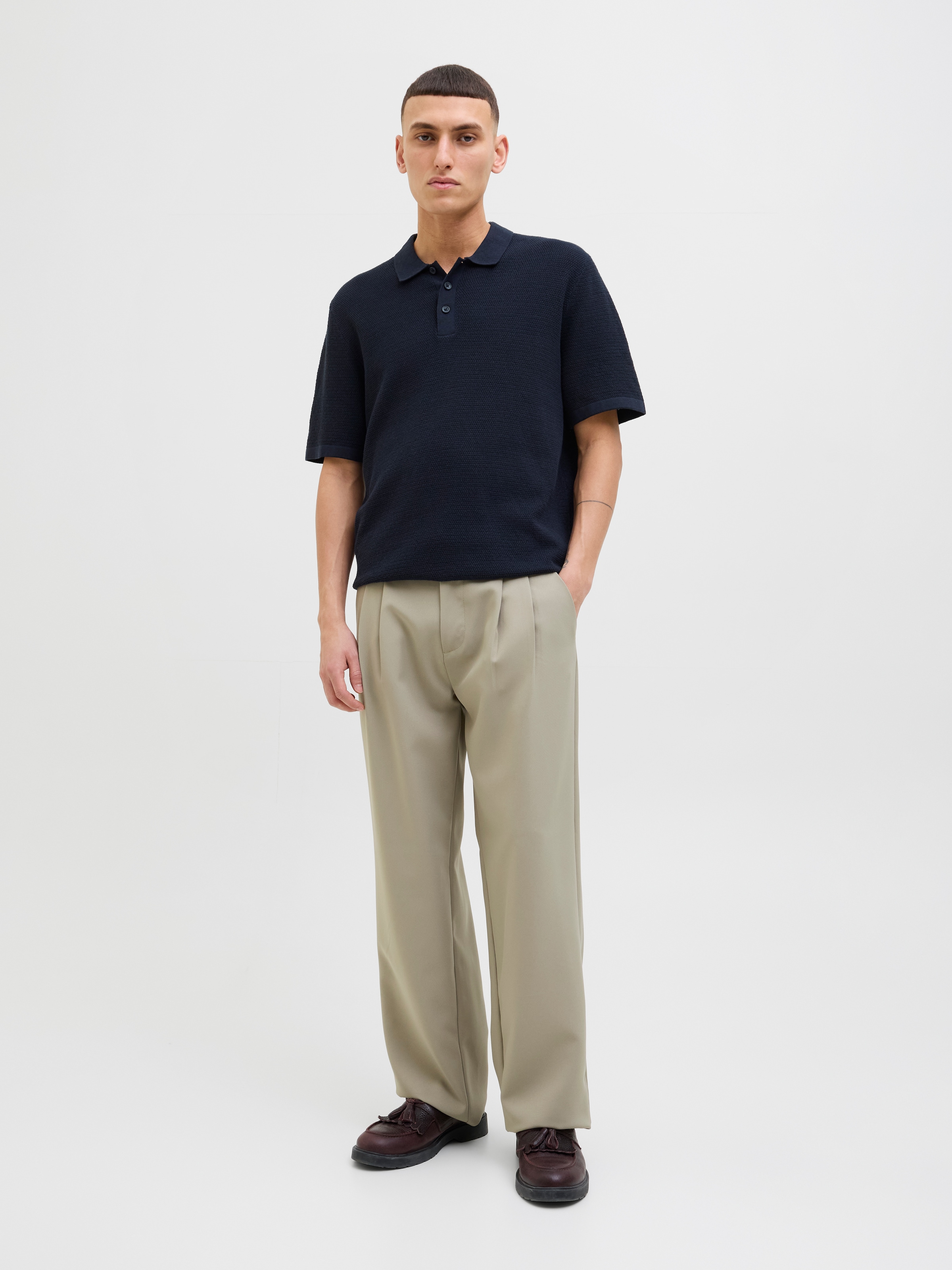 Jack & Jones Kurzarmpullover »JJEGEORGE KNIT POLO SS SN«, mit Polo Kragen