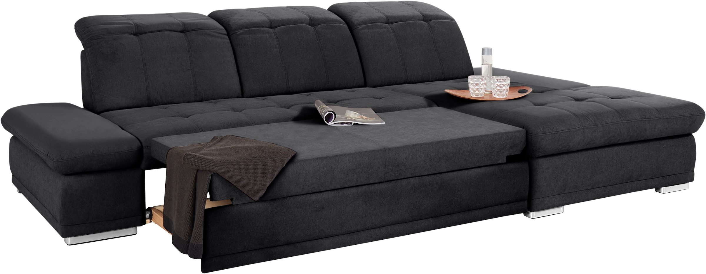 COTTA Ecksofa »Holiday L-Form mit Sitztiefen-, Armteil- und Kopfteilverstellung«, wahlweise mit Bettfunktion & Bettkasten