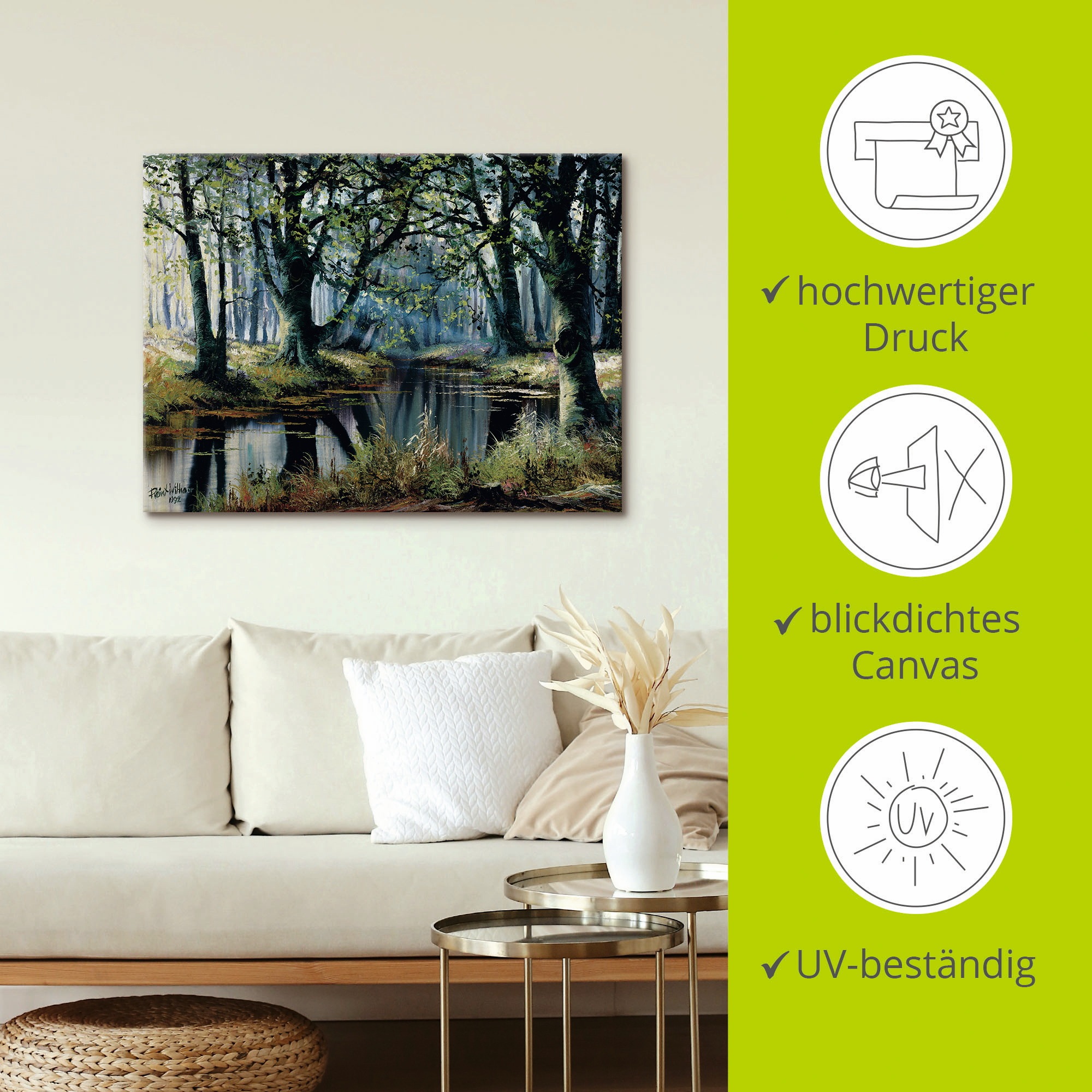 Artland Leinwandbild »Ruhe von den Bäumen«, Wald, (1 St.), auf Keilrahmen gespannt