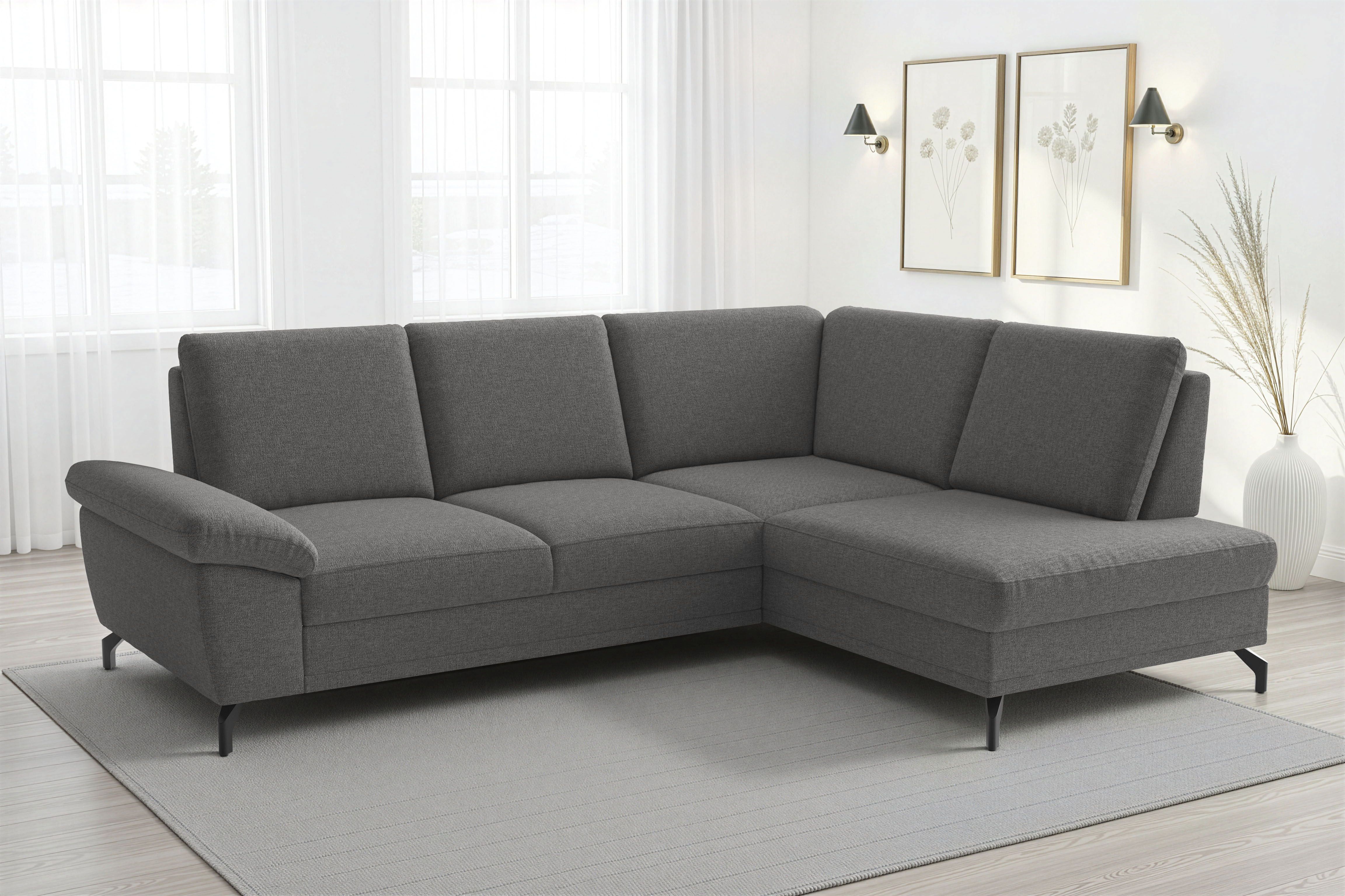sit&more Ecksofa "Chelsea L-Form, B: 249 cm, Armteil- & Sitztiefenverstellung" optional Schlaffunktion und Bettkasten