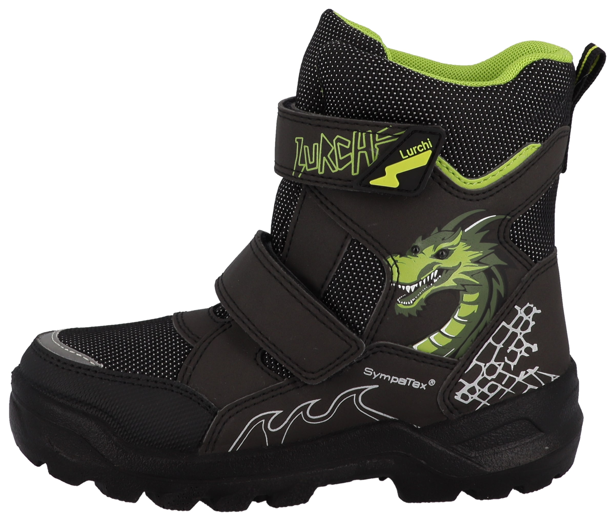 LURCHI Jungen Klettstiefel "Kai-SYMPATEX, Blinkschuh", Gr. 31, schwarz, Lederimitat, Textil, Schuhe, Boots mit toller Blinkfunktion, Größenschablone