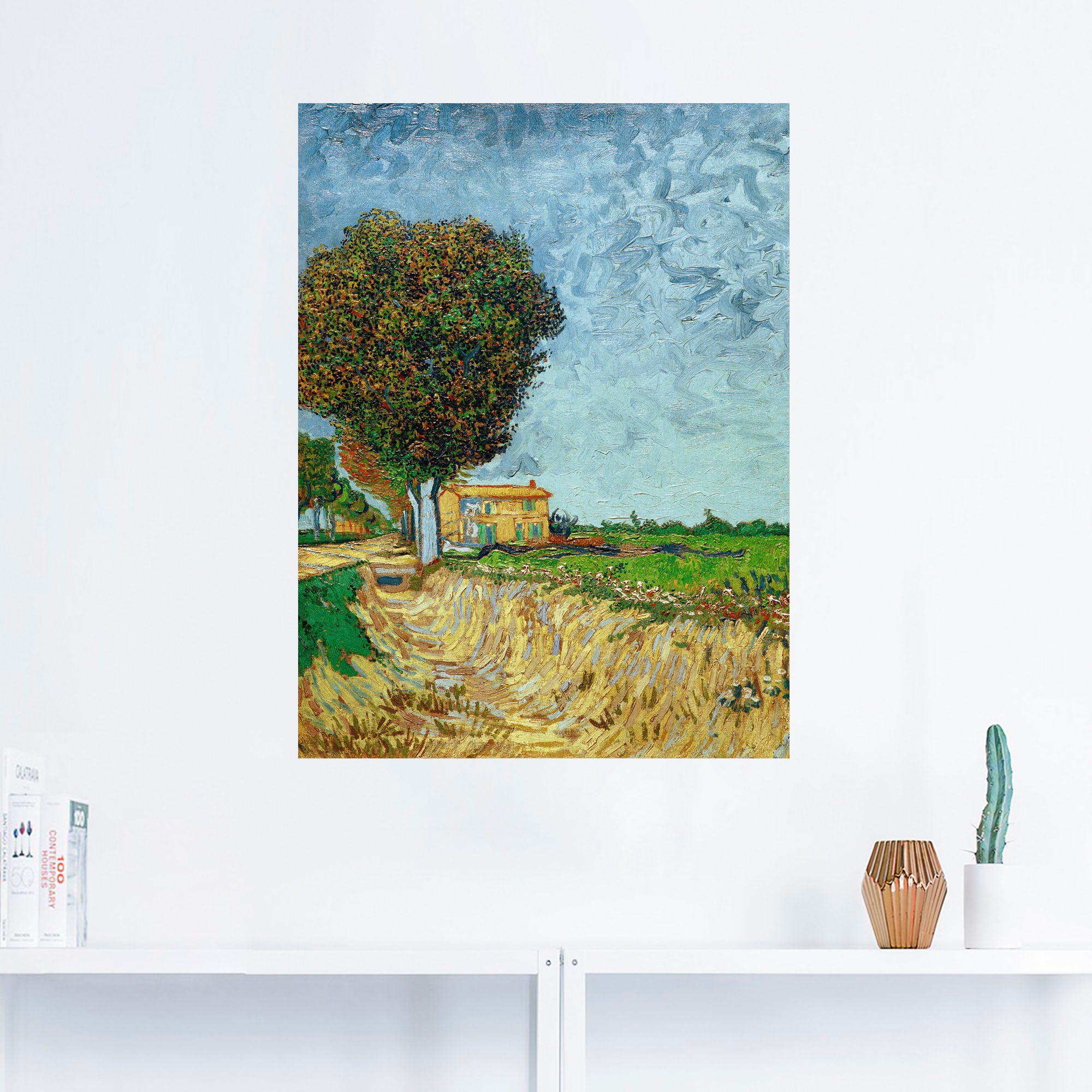 Artland Wandbild »Allee bei Arles mit Häusern«, Felder, (1 St.), als Leinwandbild, Wandaufkleber oder Poster in versch. Größen